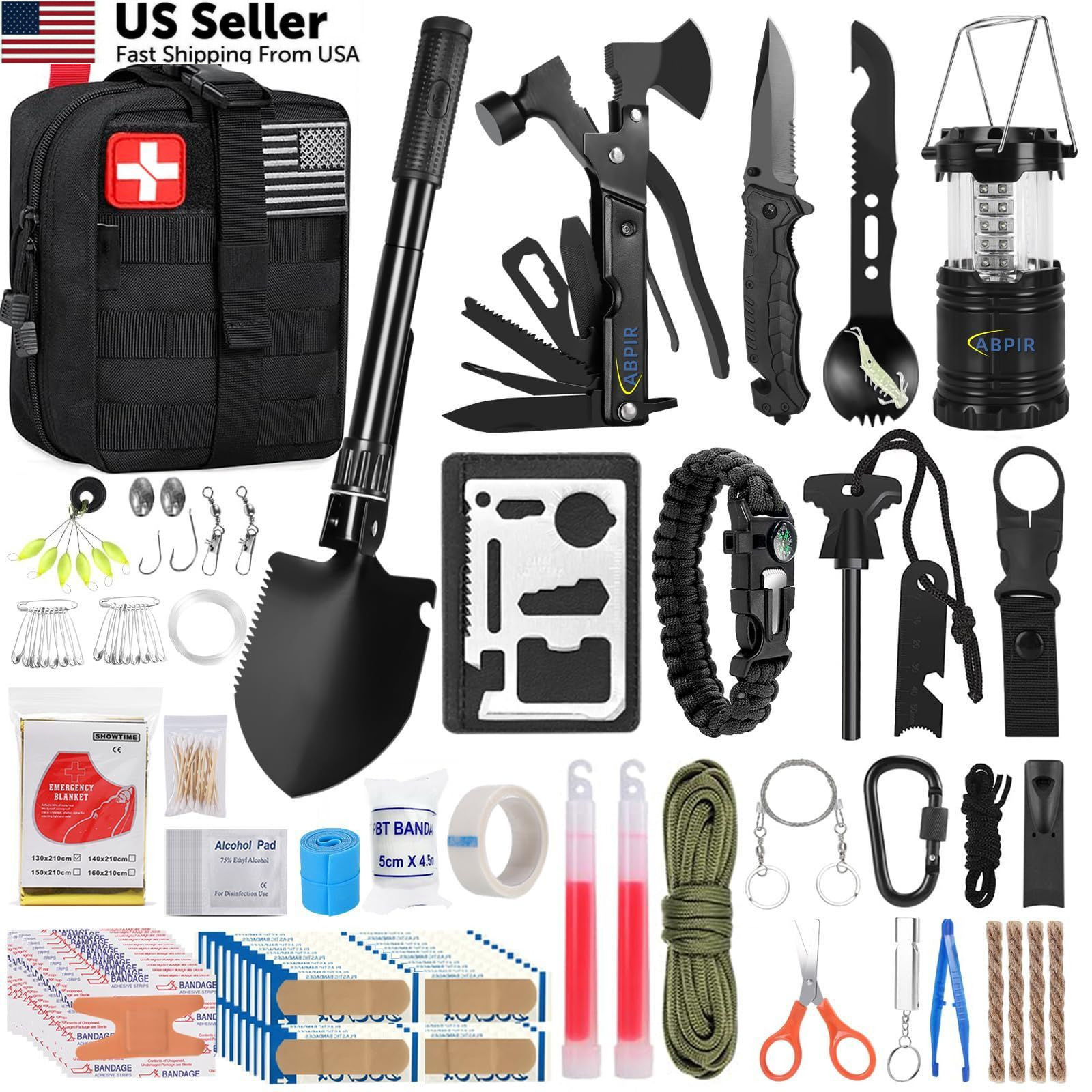 ABPIR 170 PCS Survival Kits, First Aid Kit with Large, Black