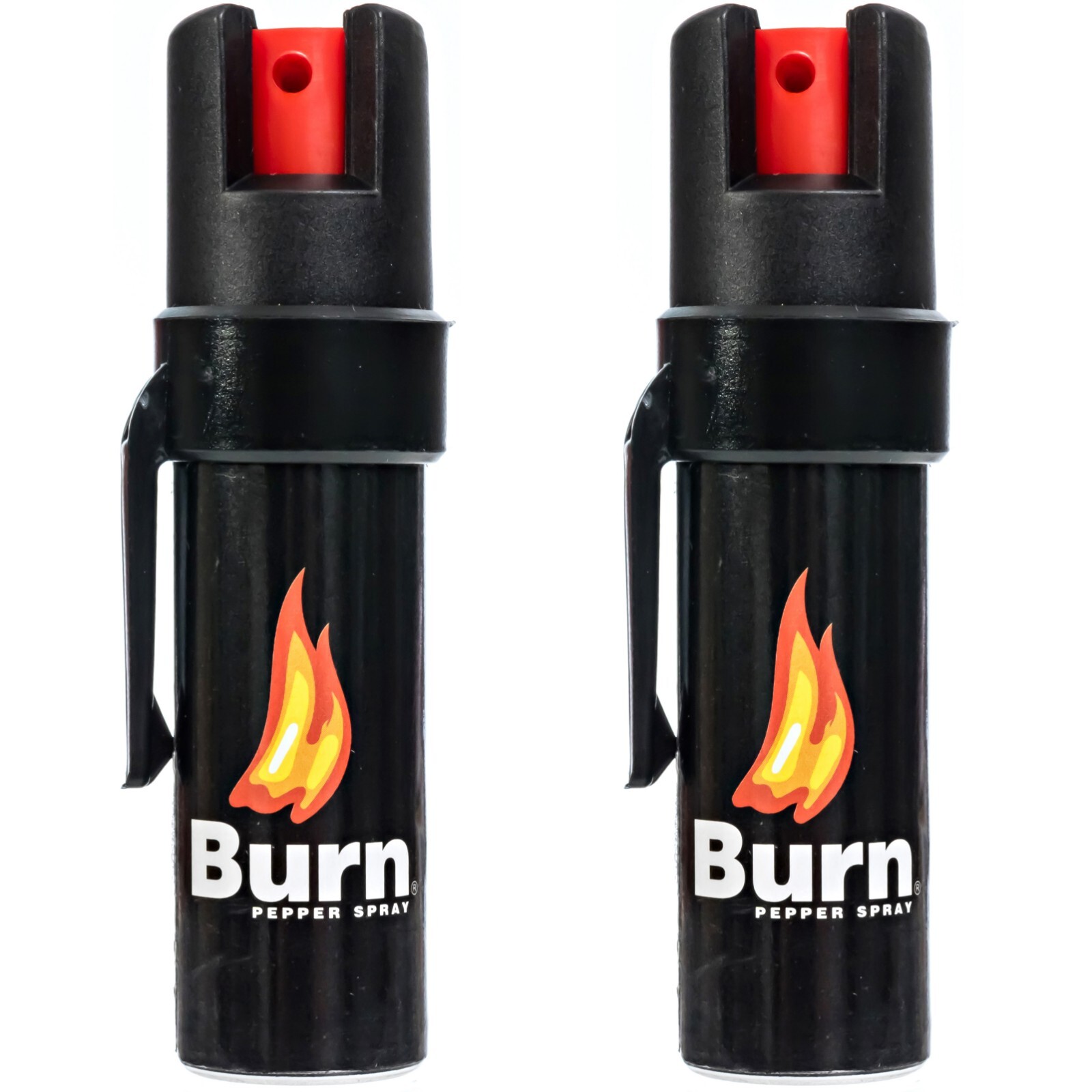2 Pack Burn Pepper Spray for Self Defense 0.84 fl oz Black with Security Clip