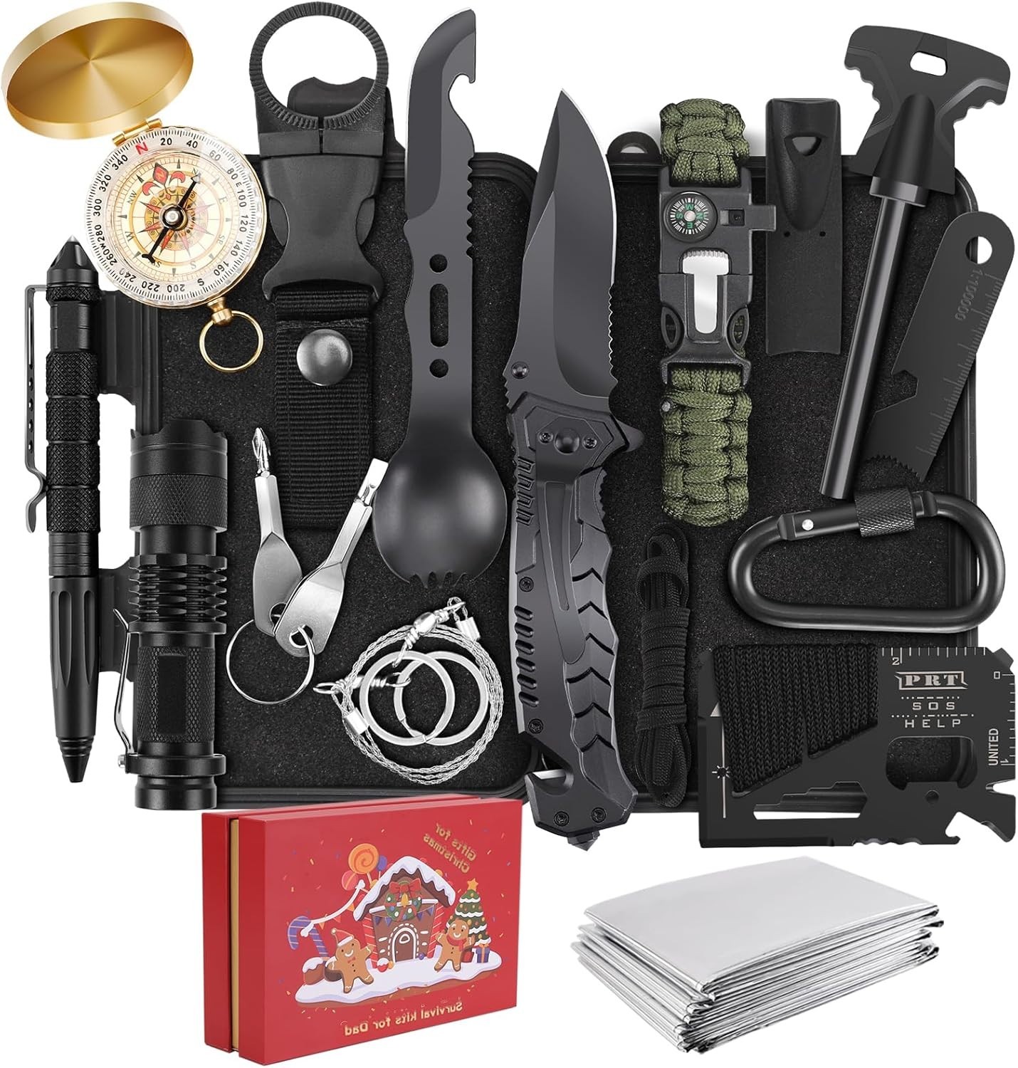 Survival Kit 17 in 1, Survival Gear and Supplies with Case for Outdoor Adventure