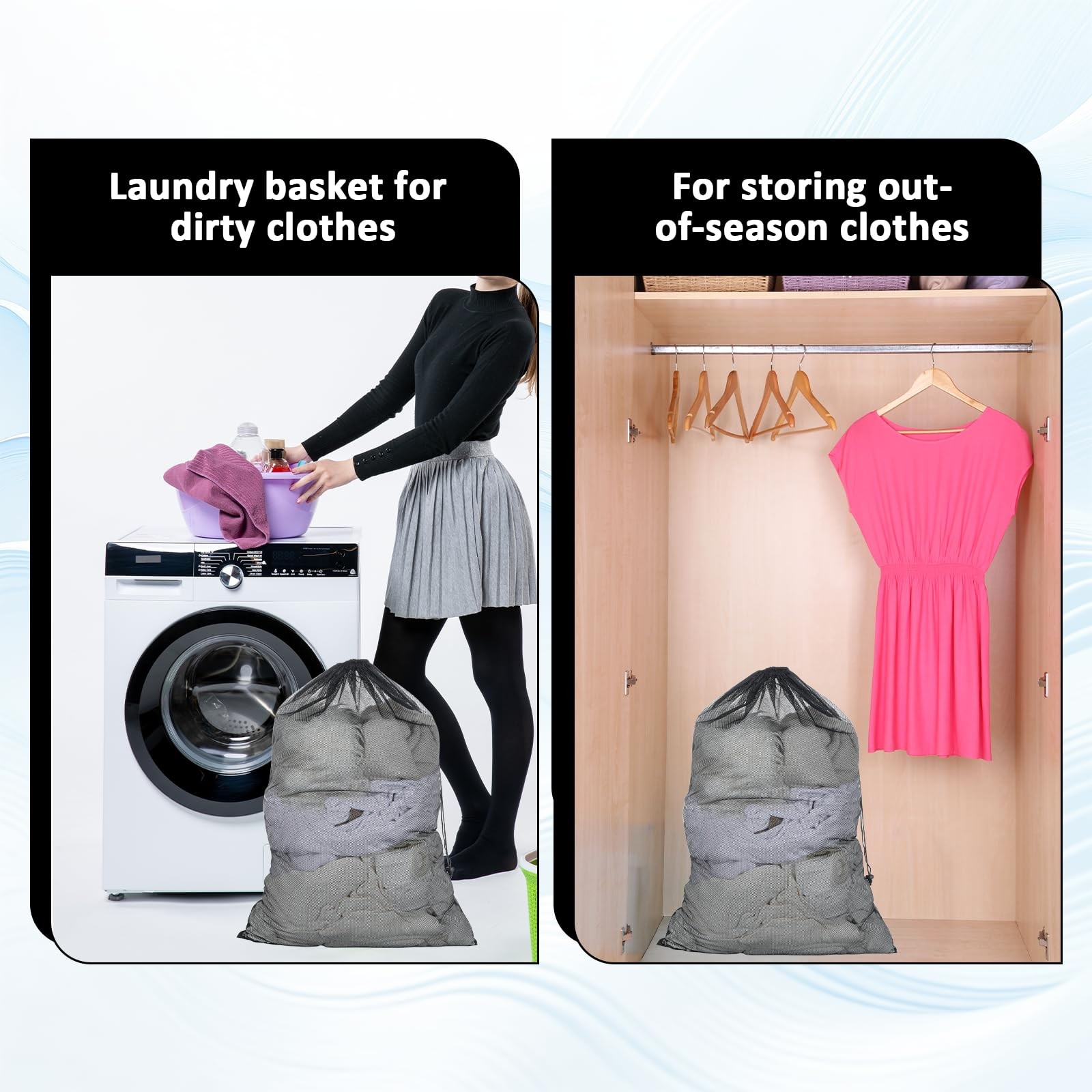LXUEJIE 2 Pack Mesh Laundry Bags, 24″ X 36″ Large Washing Bags Heavy…