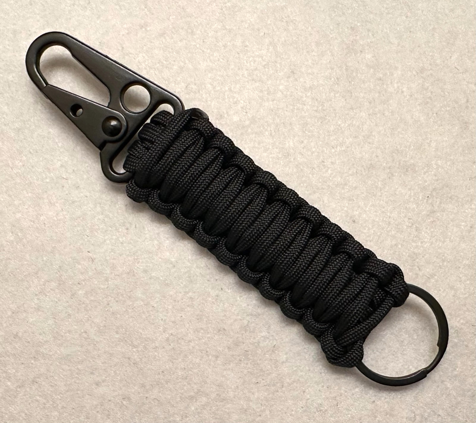 HK STYLE TACTICAL BLACK 550 PARACORD SURVIVAL KEYCHAIN CAMPING HUNTING FISHING