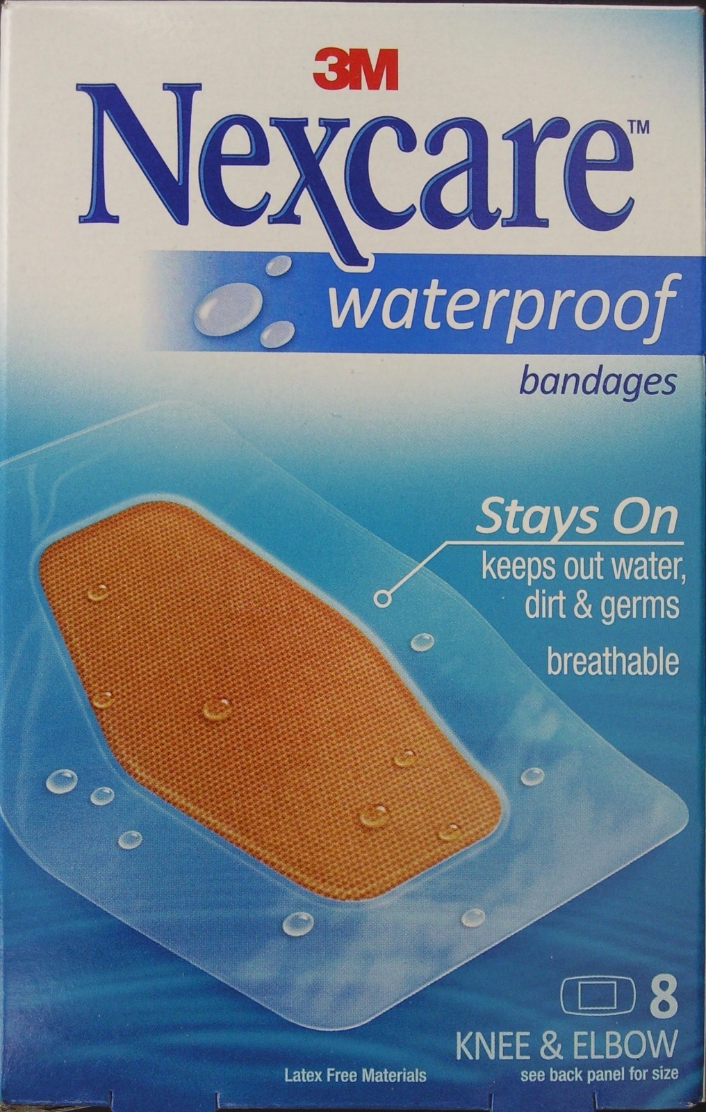 3M NEXCARE WATERPROOF BANDAGES Knees & Elbows 2 3/8″ x 3 1/2″ Latex Free 8 Ct