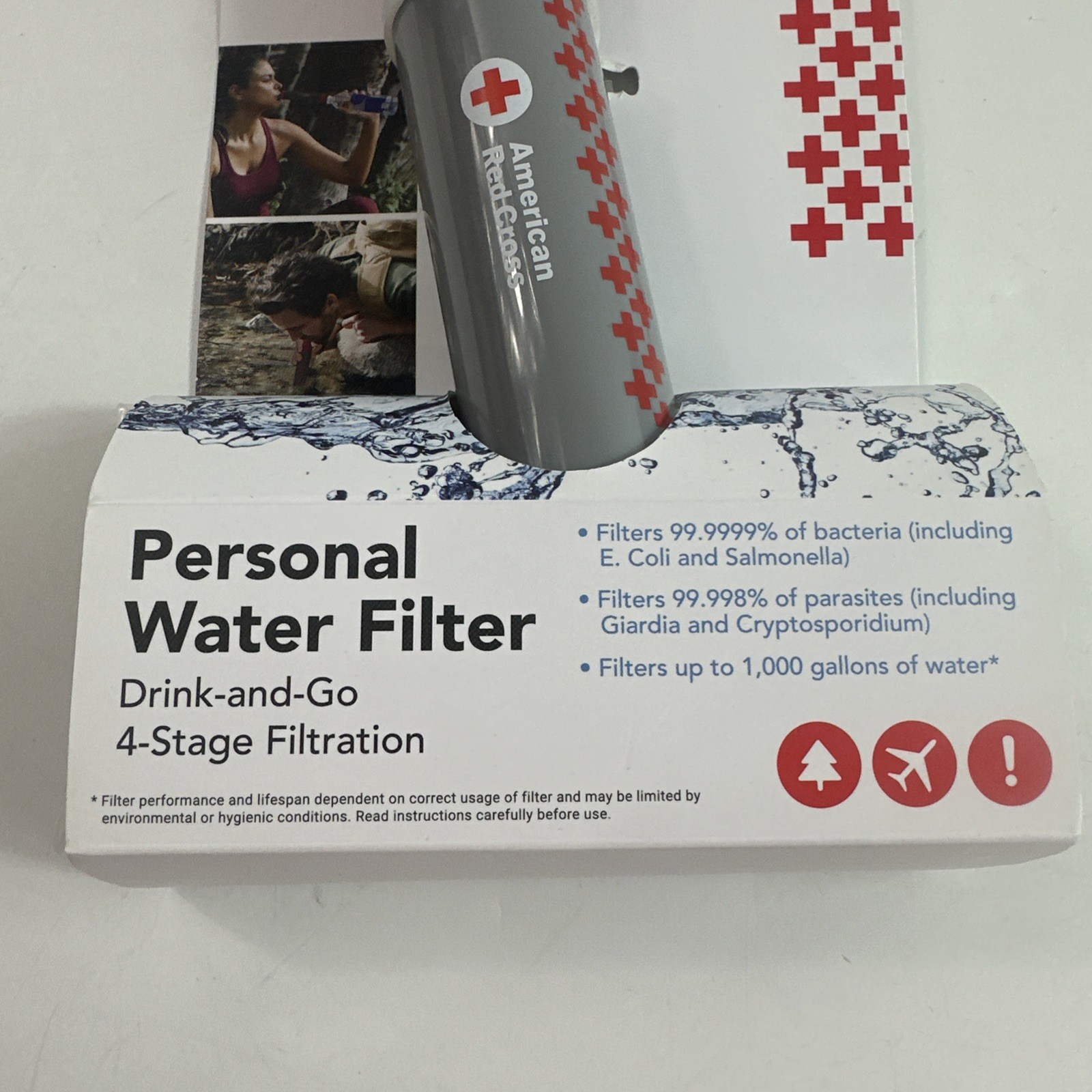 American Red Cross 4-Stage Personal Water Filter 99.99% Filtration BPA-Free