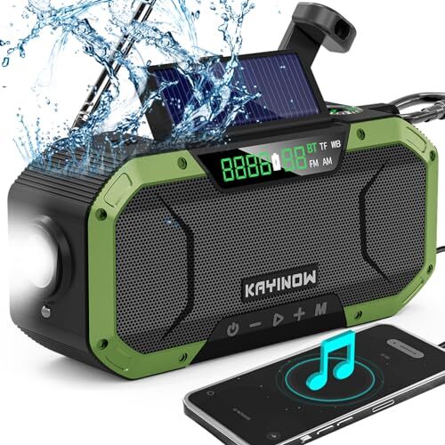 Emergency Radio Waterproof Bluetooth Speaker,Portable AM FM NOAA Weather green