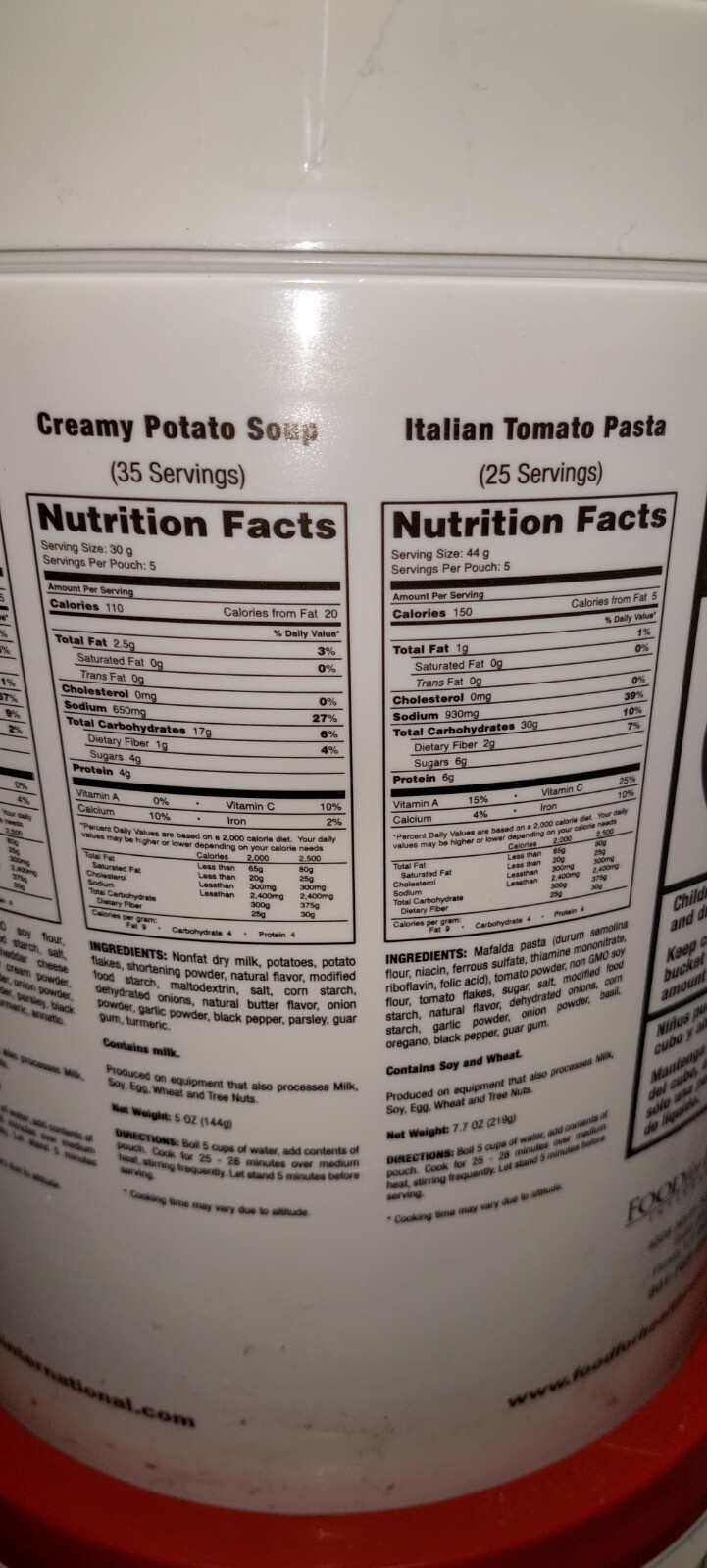 *Ships frm Canada* Food for Health Food Bucket 275 serv Emergency Survival Food