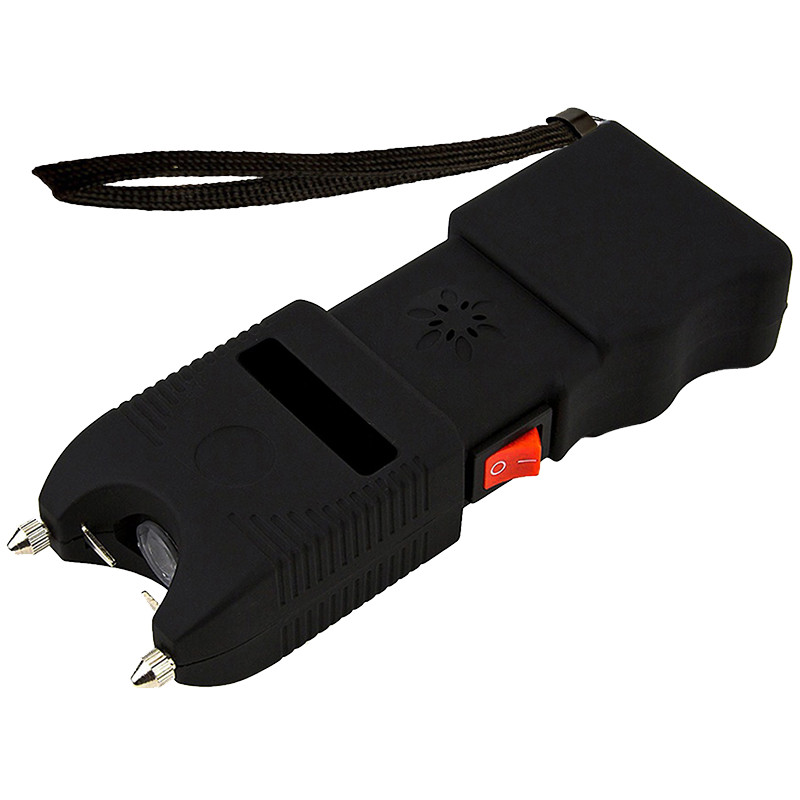 Rechargeable Stun Gun LED Flashlight Portable Self Defense Device Black