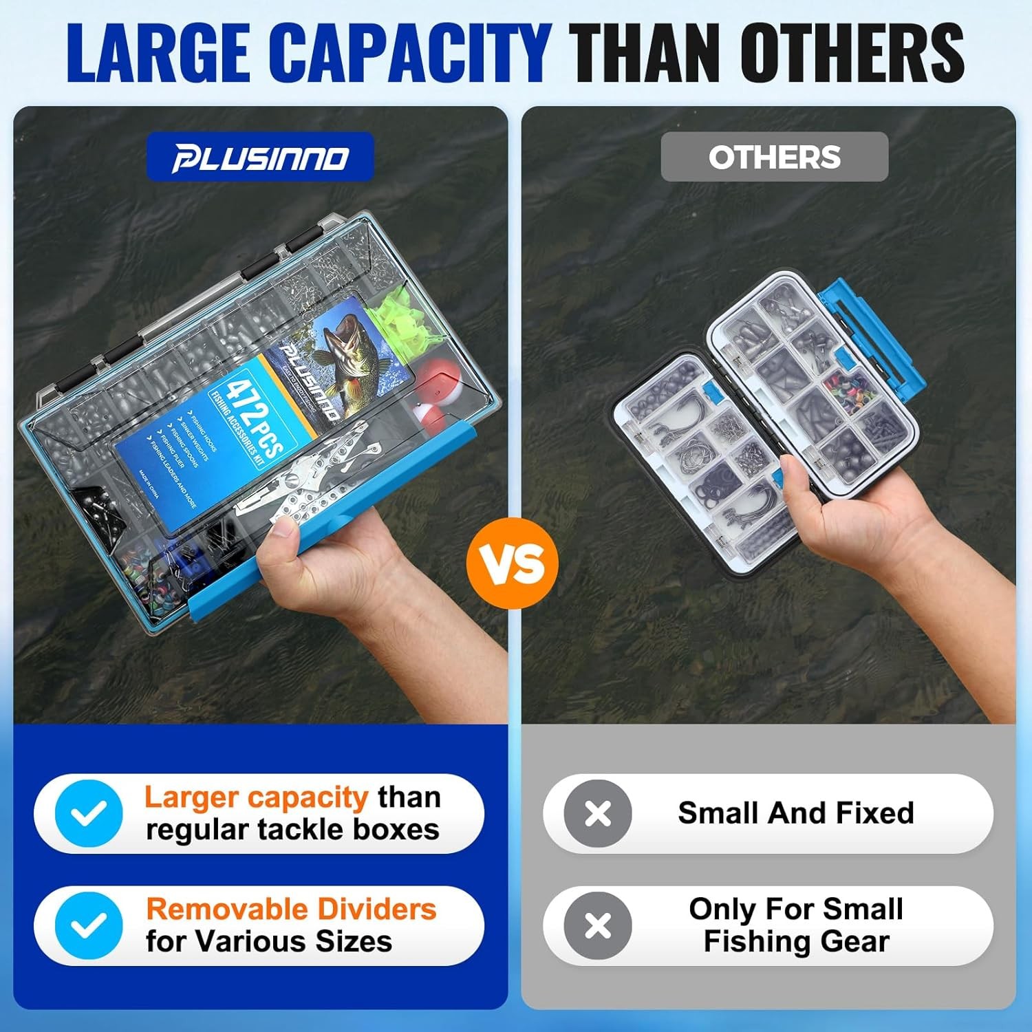 472PCS Fishing Accessories Kit, Waterproof Tackle Box