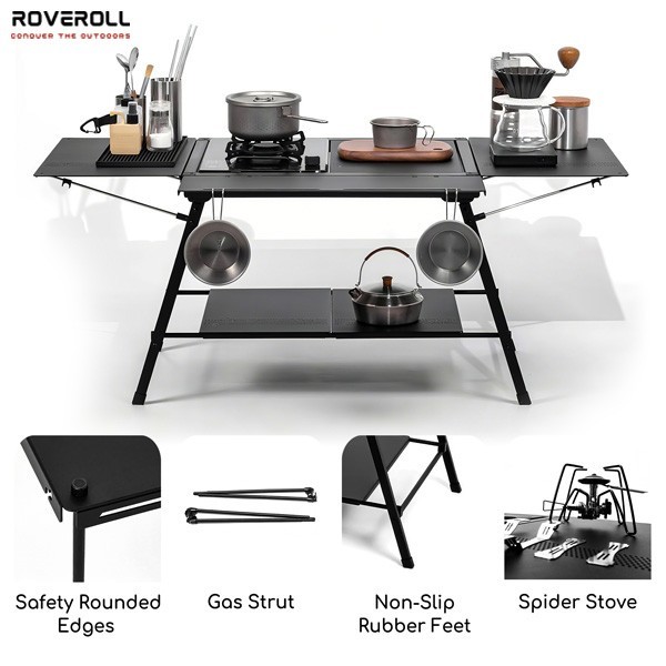 GOCAMP IGT Outdoor Camping Kitchen Base Cooking Table Set w/ Spider Stove Burner