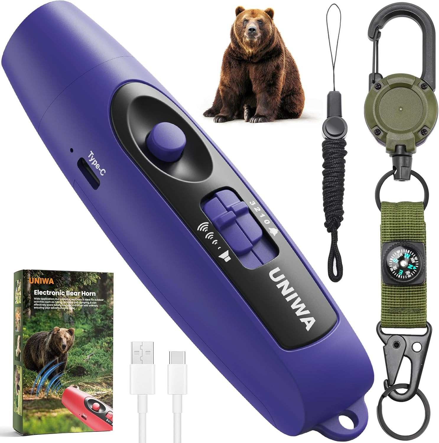 Electronic Air Bear Horn, 120±5 Db Loud Air Horn for Safety Hiking Camping Emerg