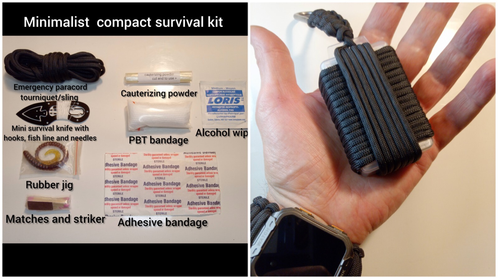 Mini Outdoor Survival Kit Knife Fishing Gear Fire Compass First Aid Paracord