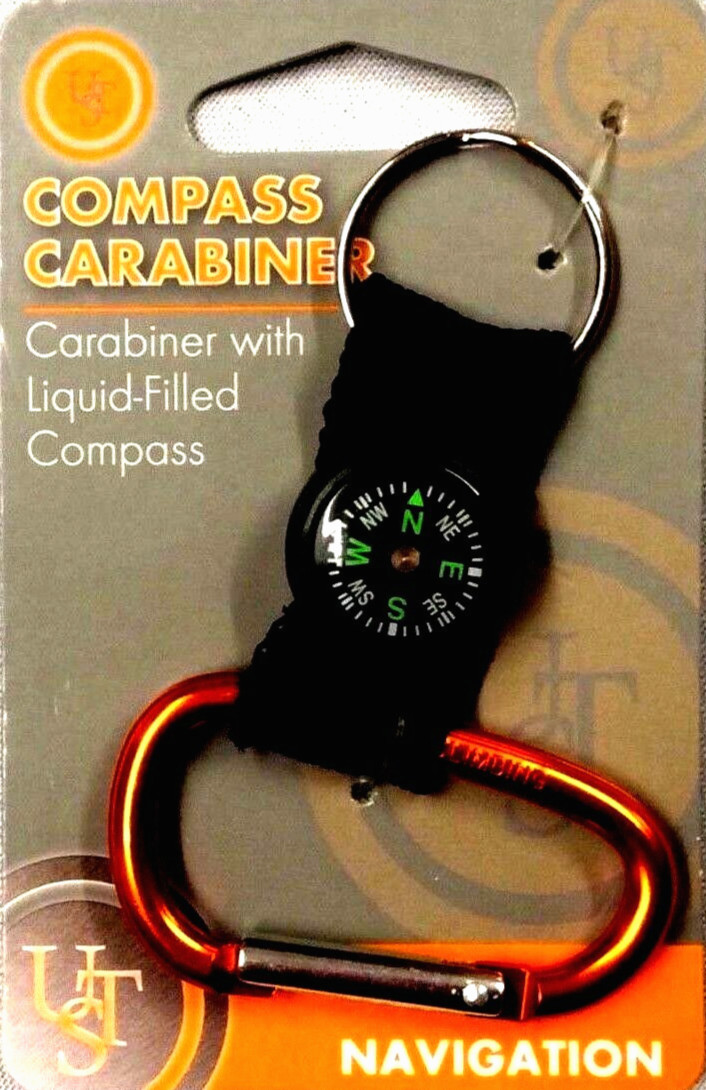 KEY CHAIN COMPASS CARABINER emergency survival prepper UST gear orange gift
