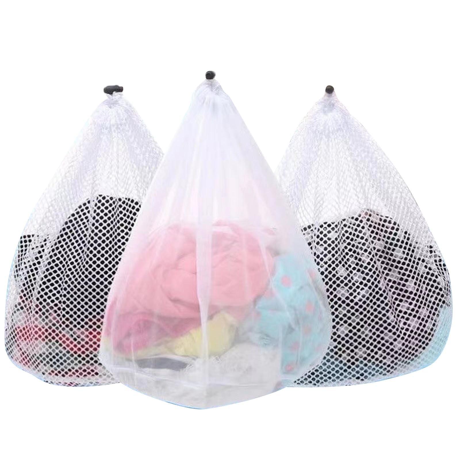 3Pcs Mesh Laundry Bags Washing Machine Wash Jumbo 3 pcs, White