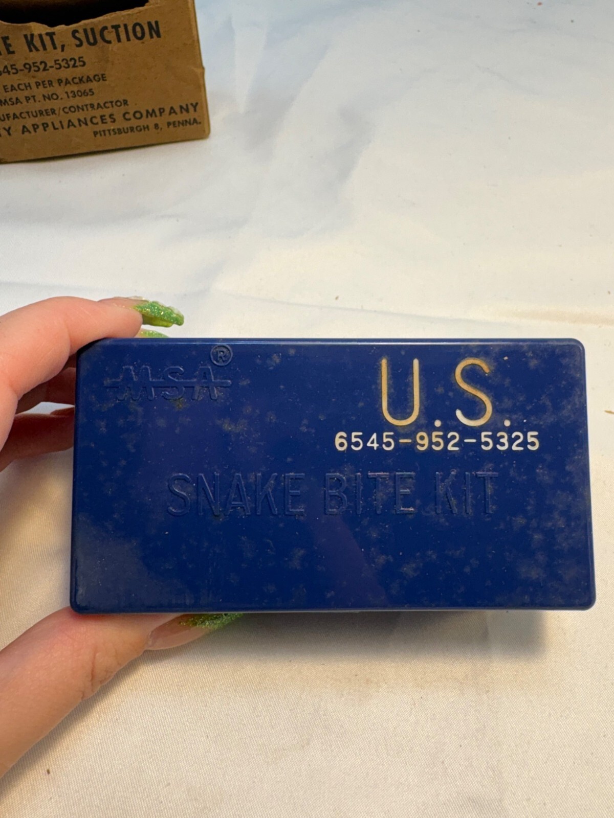 Vtg Military Snake Bite Kit, Suction w/Box USA