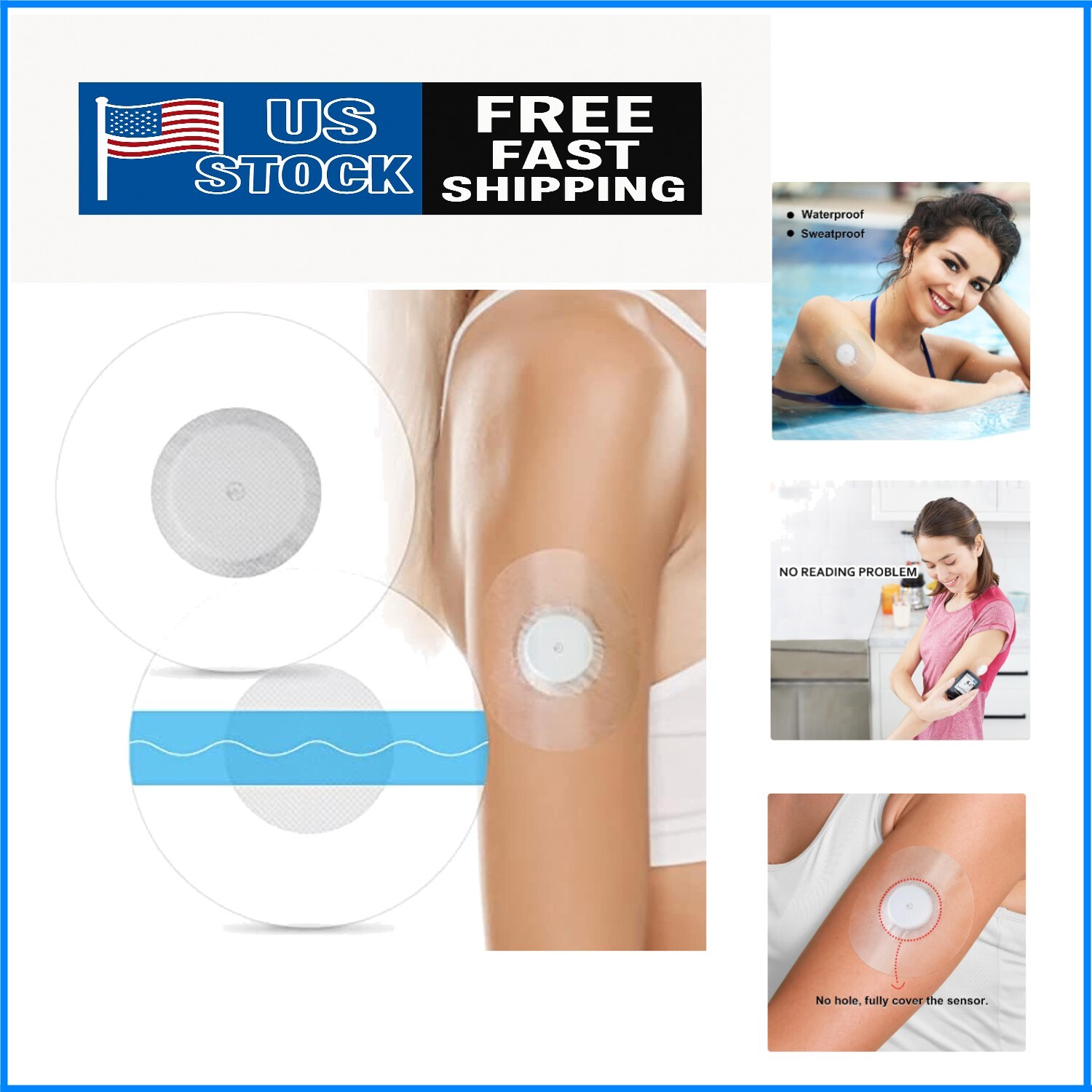 Precut Waterproof CGM Tape – 60 Pack Invisible Hydrocolloid Sensor Patches