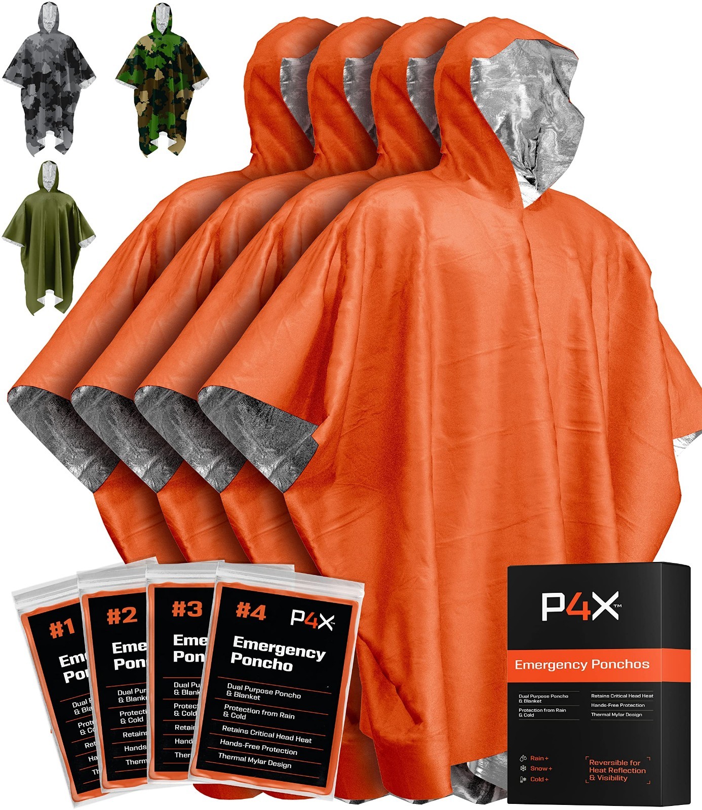 Emergency Mylar Poncho with Hood – Lightweight, Compact Survival Rain Gear for H