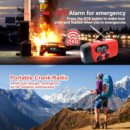 Hand Crank Emergency Radio, AM/FM/NOAA Weather Radio with 2000mAh/7400mWh