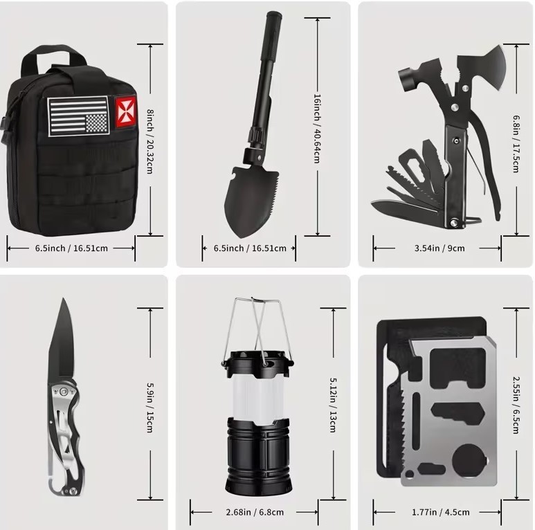278PCS Survival Kit w/ MOLLE Bag, Tools, Tent, First Aid, Flashlight & Gear Set