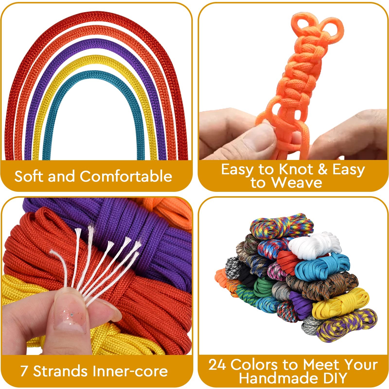 24 Colors Paracord Cord Multifunction 10 feet, 24 Different