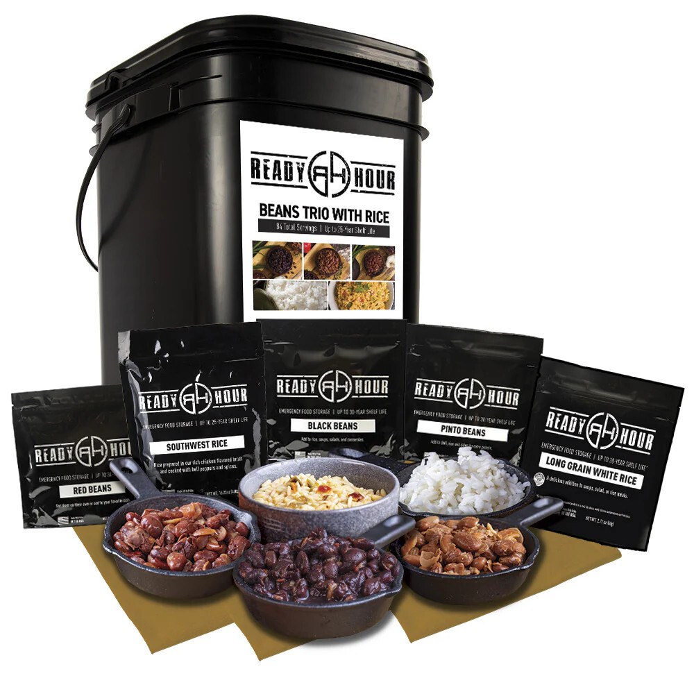 Beans & Rice Trio Large Bucket Bulk 100 Servings 30 Year Emergency Food Storage