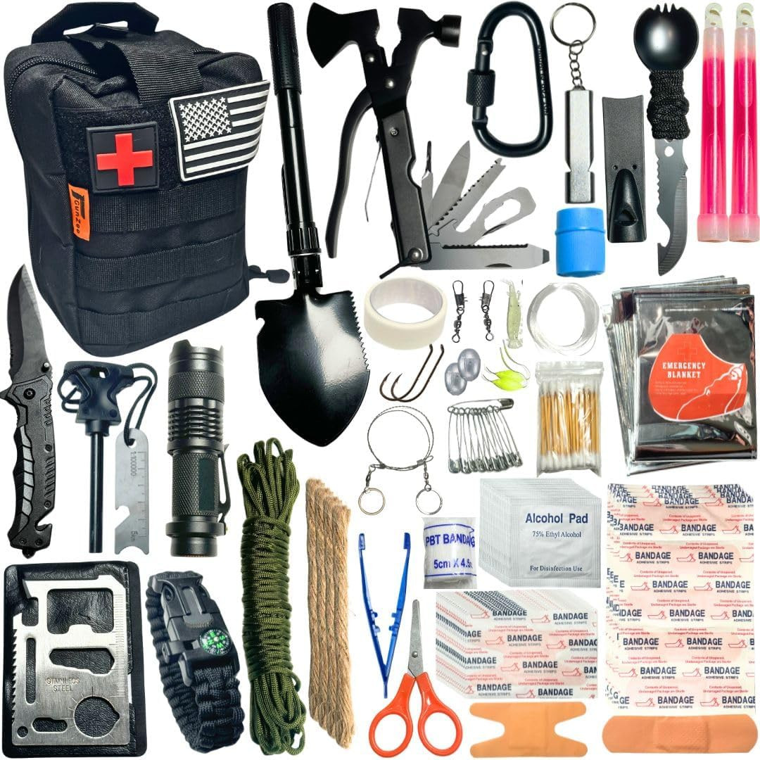 Emergency Survival Kit, 175Pcs Survival Gear First Aid Kit with Molle System Com