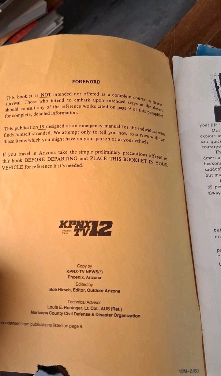 VINTAGE 1980 DESERT SURVIVAL BY KPNX NEWS 12 PHOENIX.