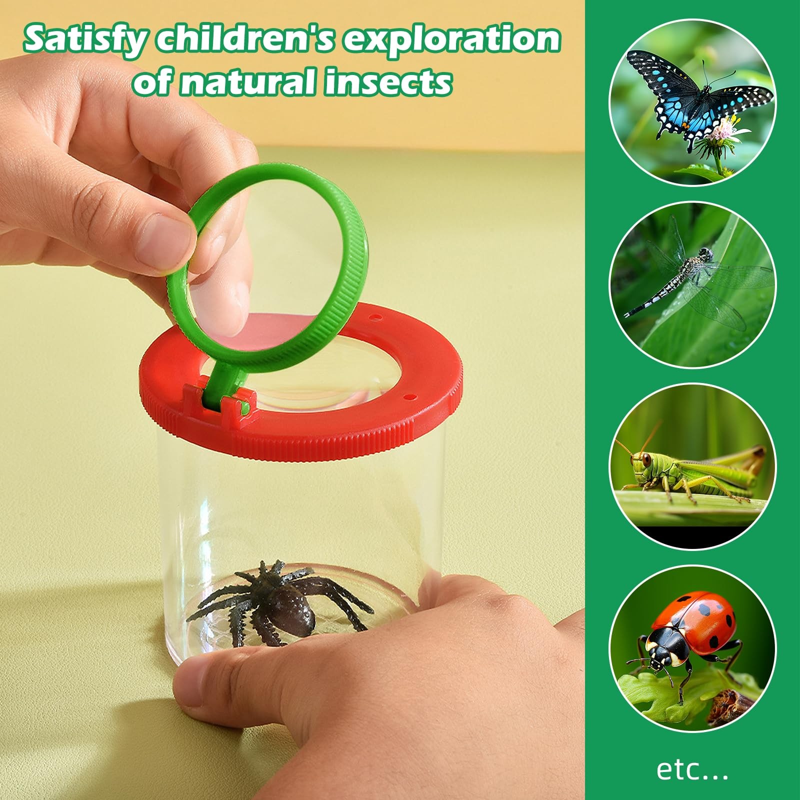 Tumbler Magnifiers for Kids, 2 Pack Magnifying Glass for Kids Insect Viewer for 3Fac…