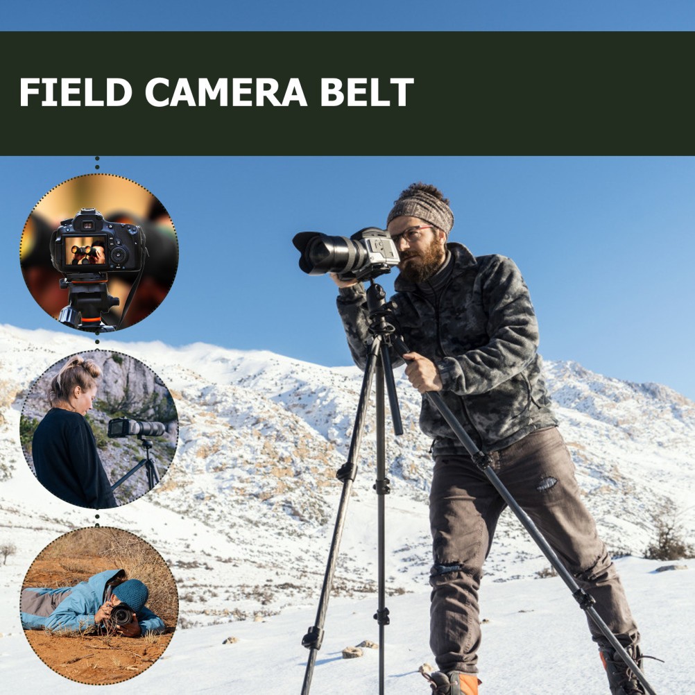 2Pcs Field Camera Bundling Belt Black Polyester Outdoor Fixing Strap Set