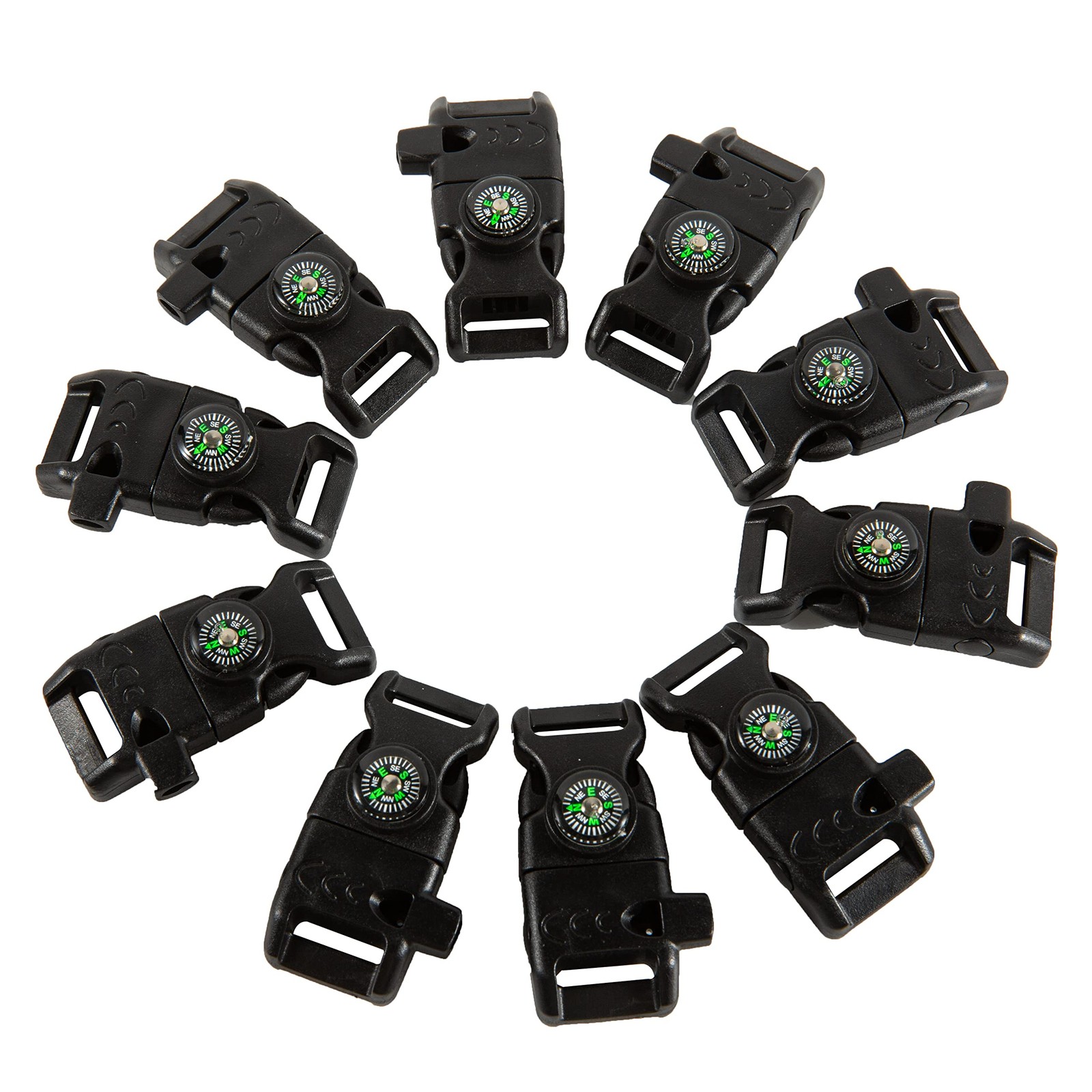 10 PCS Emergency Whistle Buckle come with Compass & Fire Starter & Flint Scra…