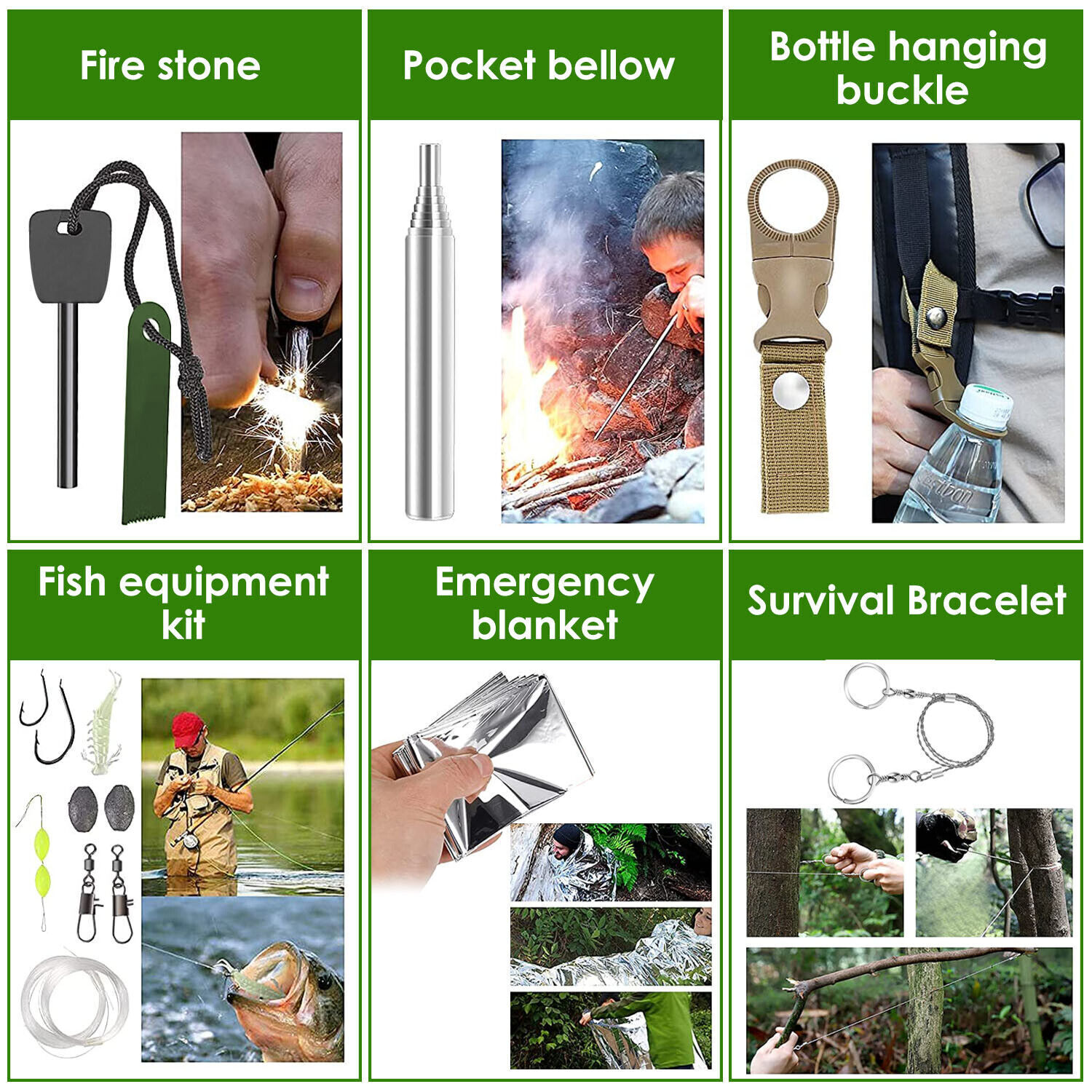 47PCS Outdoor Emergency Survival Ki Gear Equipment Tool First Aid Supplies Tools
