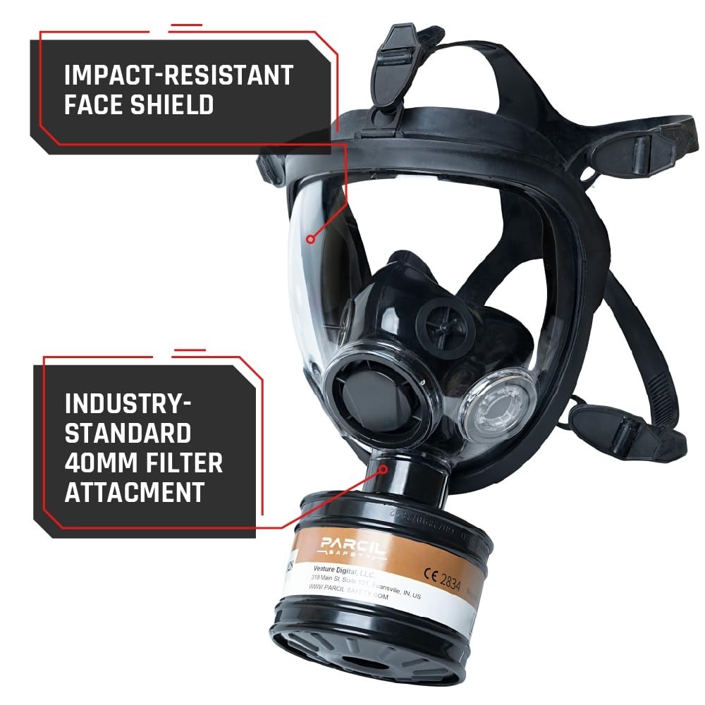 Elite Respirator Mask – Full Face, Heavy Duty, Tested, 40mm Filter, Reusable