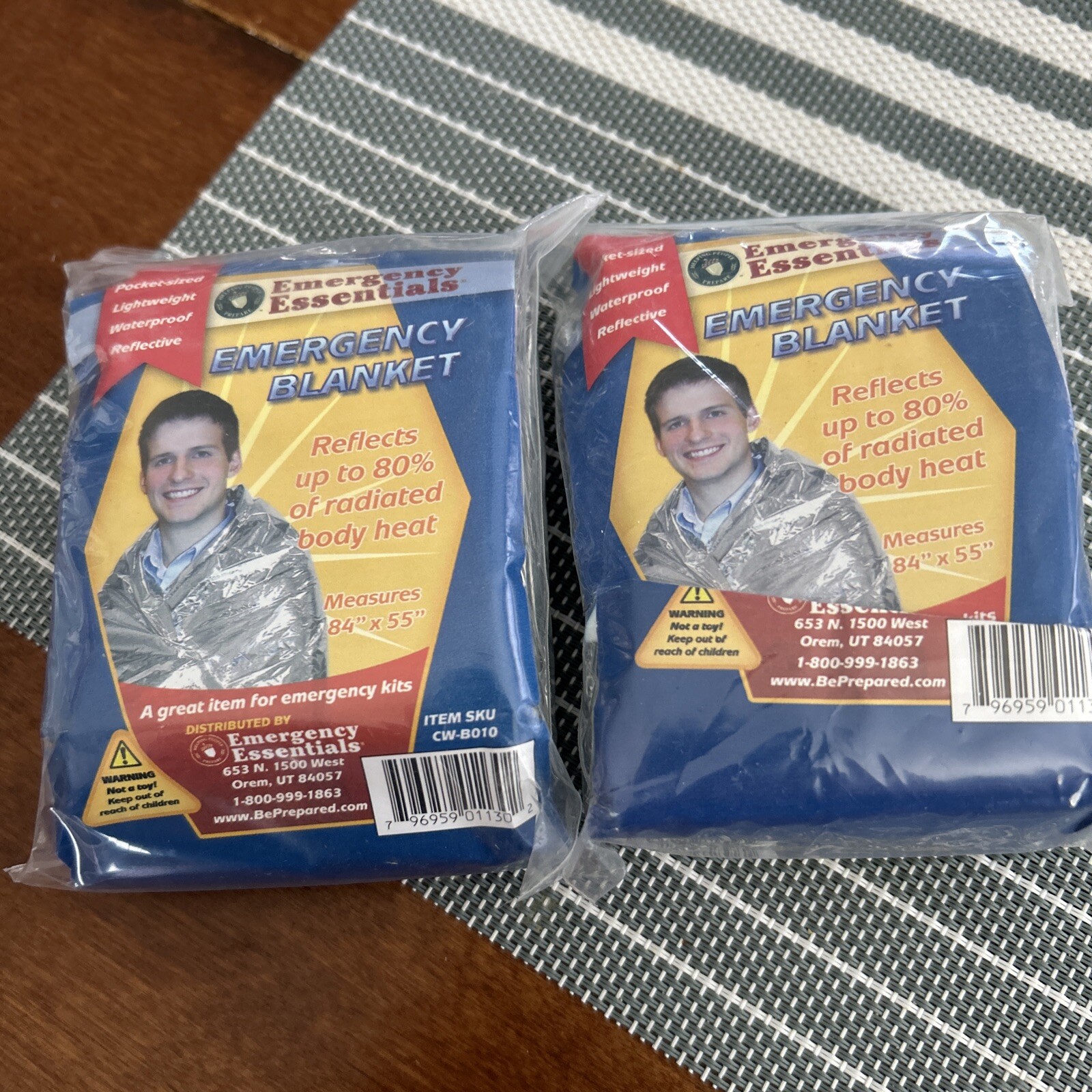 Pair Of Emergency Essential Emergency Blanket 84”x 55” WATERPROOF MYLAR