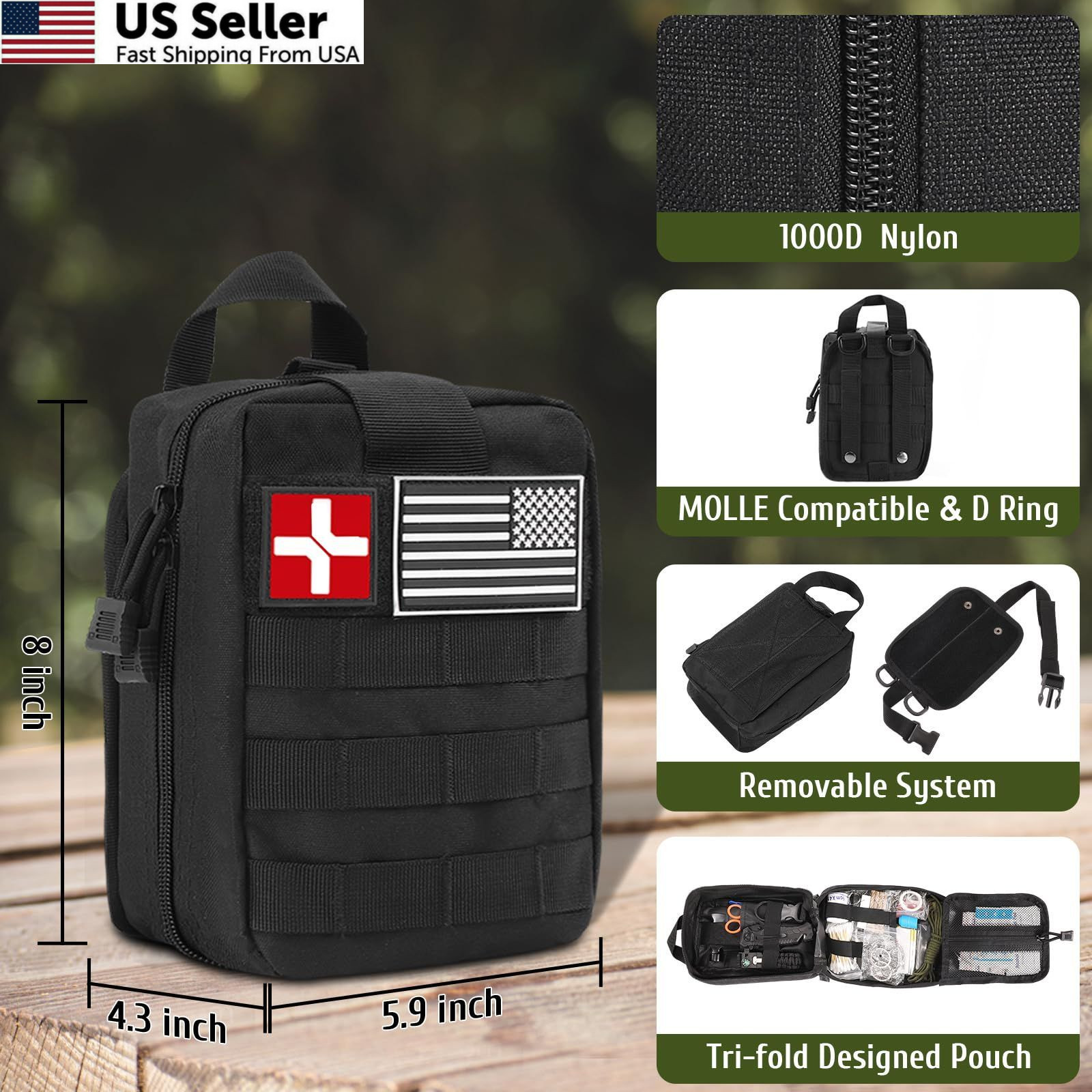 ABPIR 170 PCS Survival Kits, First Aid Kit with Large, Black