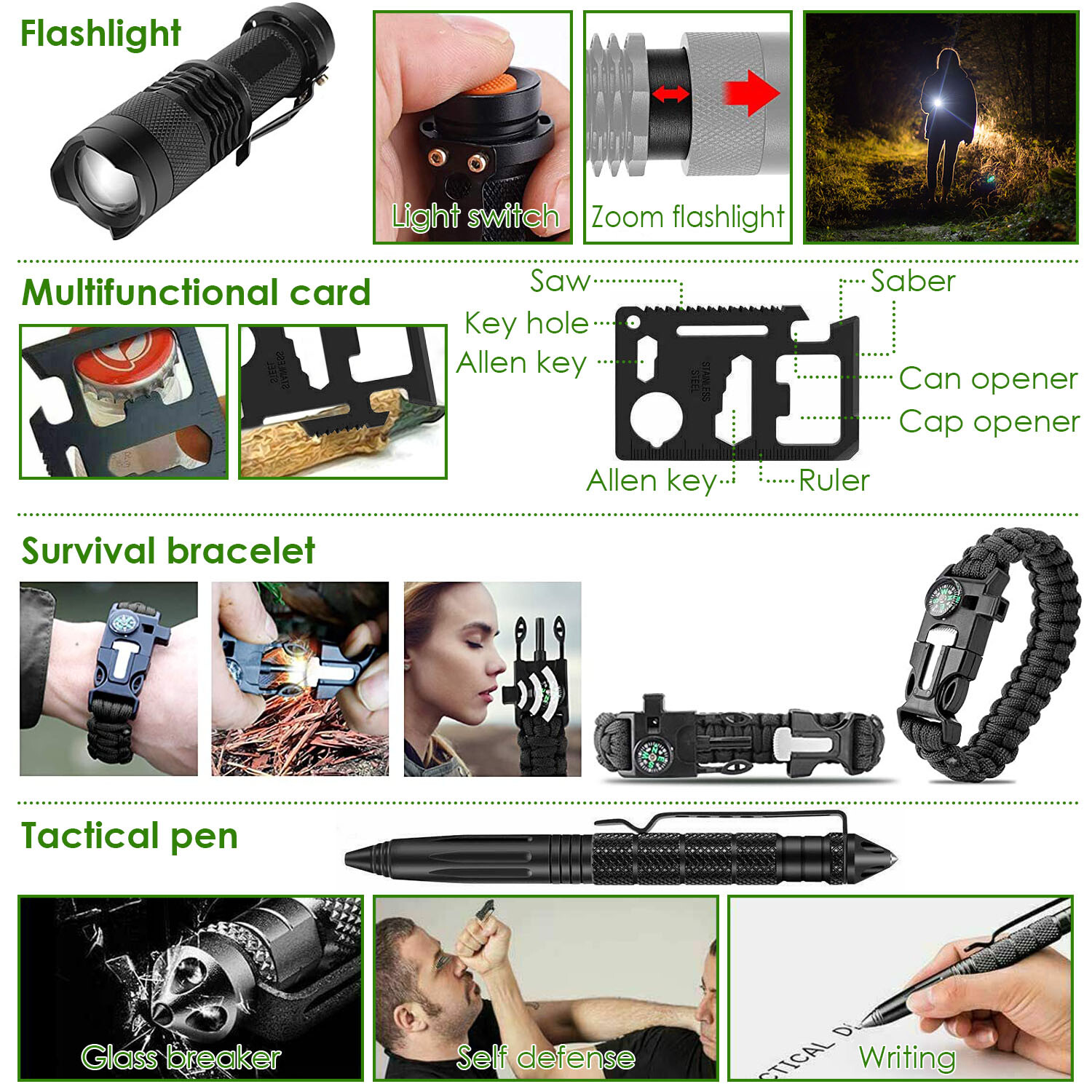 Emergency Survival Kit w/ First Aid Gears&Supplies-Get Home Backpack for Outdoor