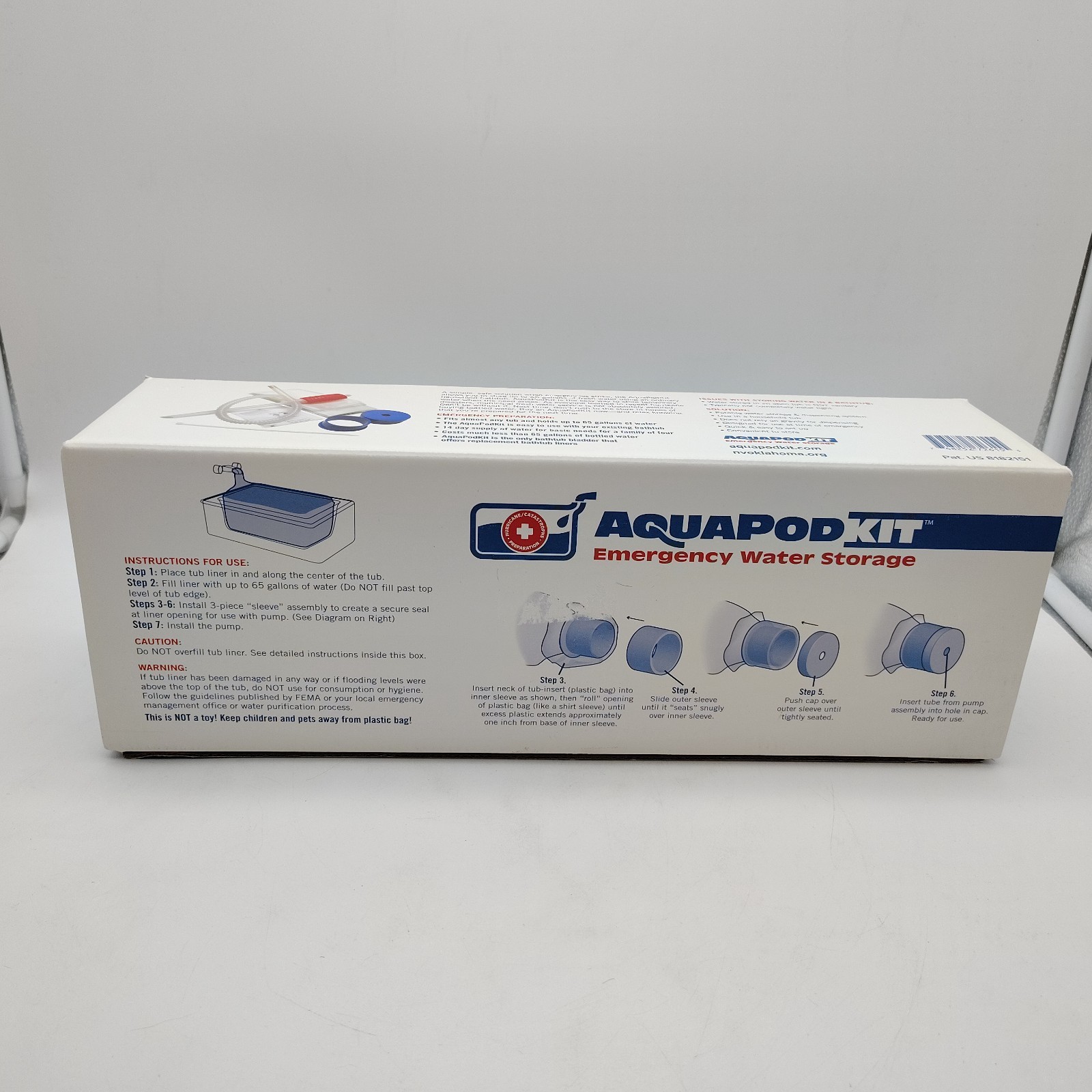 AquaPod Kit Water Storage Container NEW up to 65 gallons Emergency Preparation