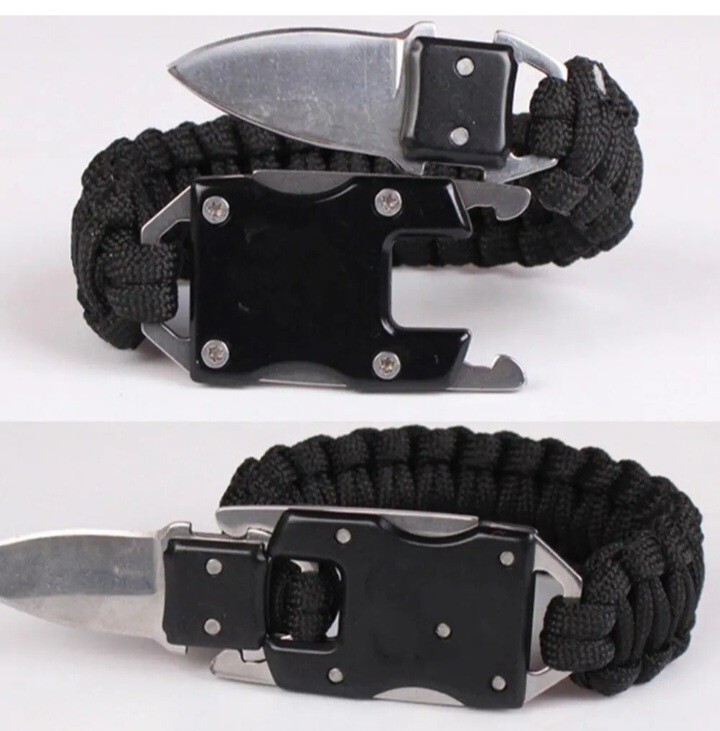 2 Pack Black Paracord Tactical Bracelet Survival Gear EDC Tactical Gift US