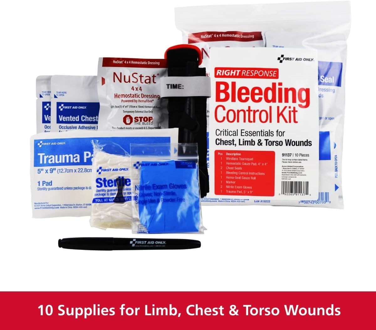 Portable Bleeding Control Kit for Chest & Limb Injuries – 10 Essential Pieces