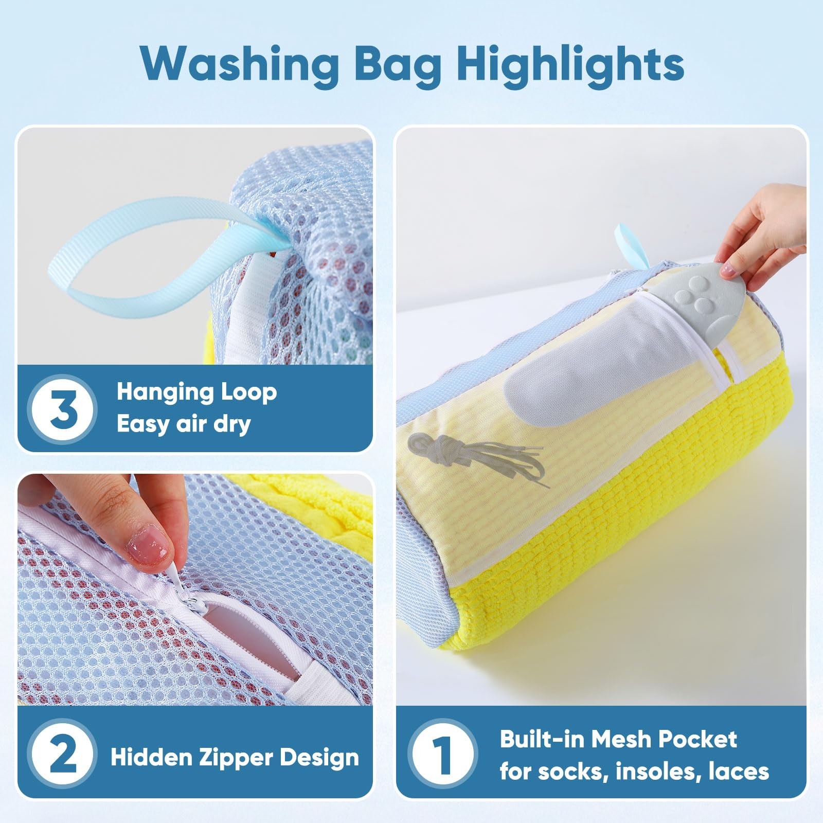 Shoe Washing Machine Bag 2Pack – Reusable 0.47 cubic feet, Yellow