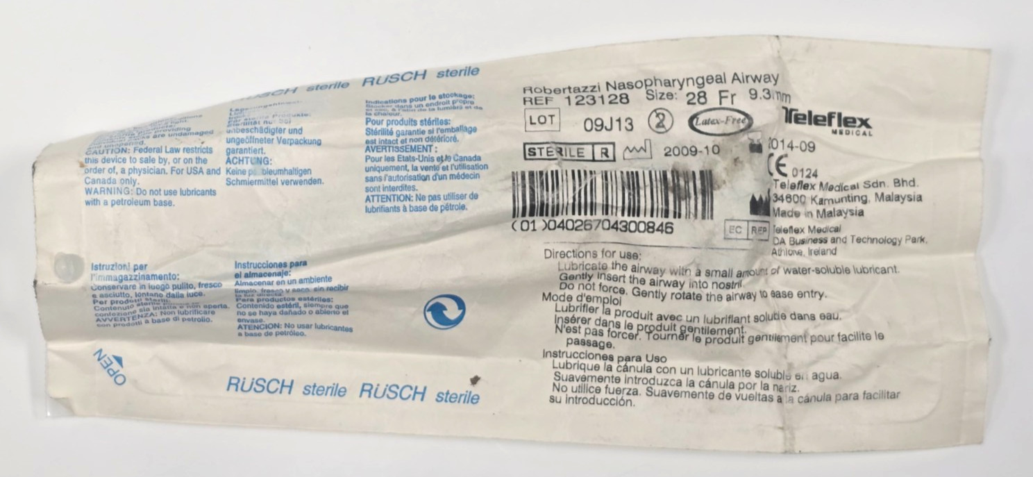 US Military Rusch Robertazzi Nasopharyngeal Airway FOR TRAINING USE