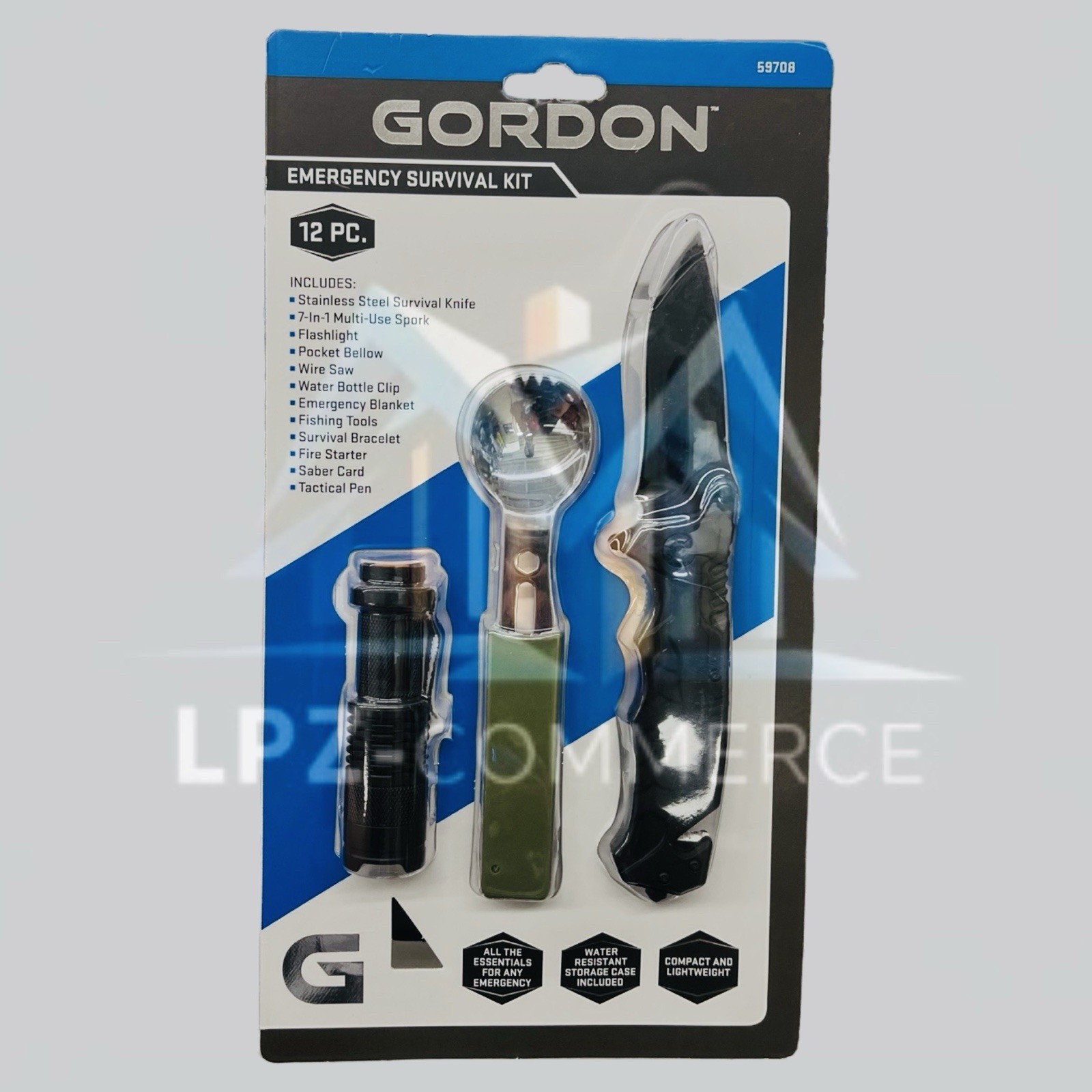 New Gordon Emergency Survival 12 Pc. Kit Emergency Prepping Backpacking Sealed