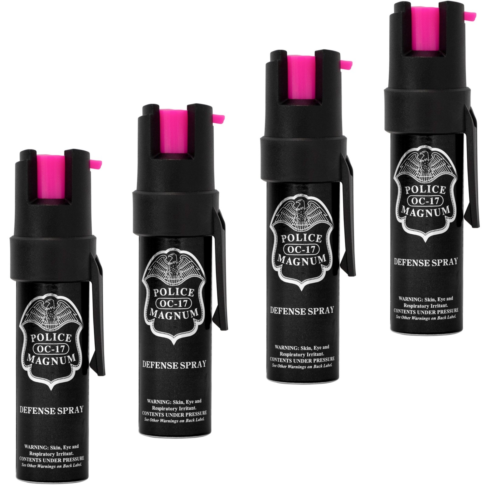 Police Magnum pepper spray USA self defense security 4 pack 3/4oz Pocket Clips