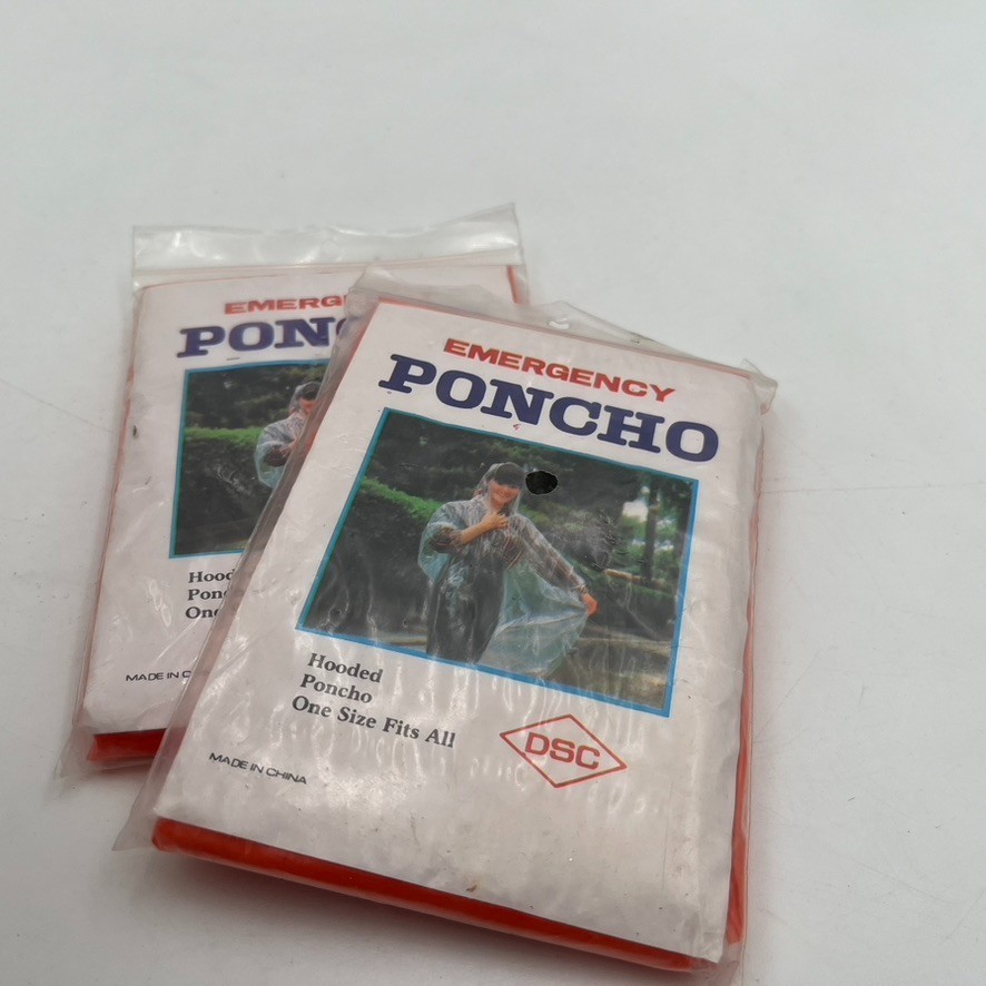 Lot Of 2 DSC Emergency Ponchos Orange Survival High Viz Visual Camping Hiking