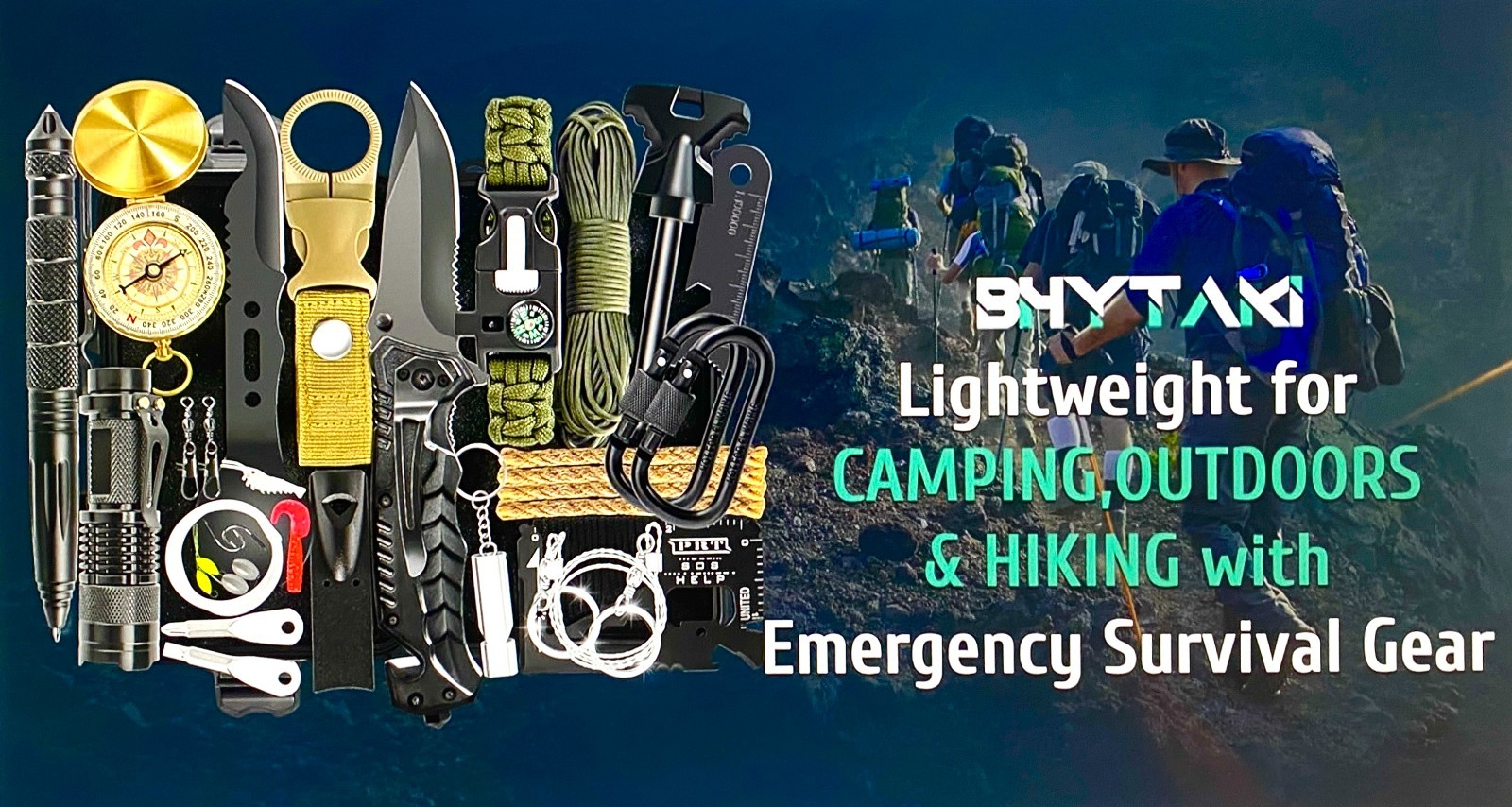 BHYTAKI SURVIVAL KIT 37 In 1 ~ Emergency Survival Kit for the Outdoors ~ New