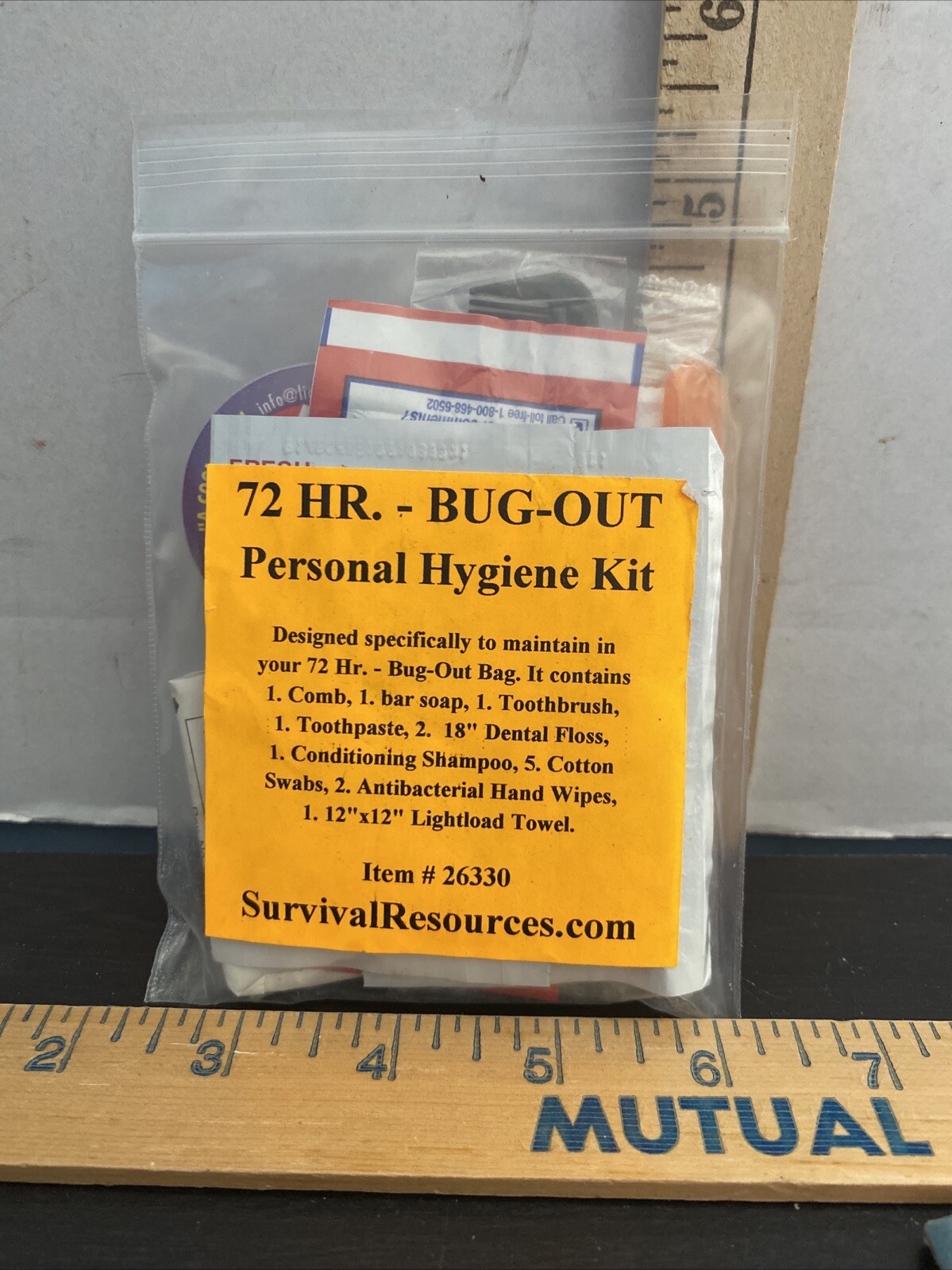 Survival In The Wilderness Book + 72 Hr Bug Out Personal Hygiene Kit
