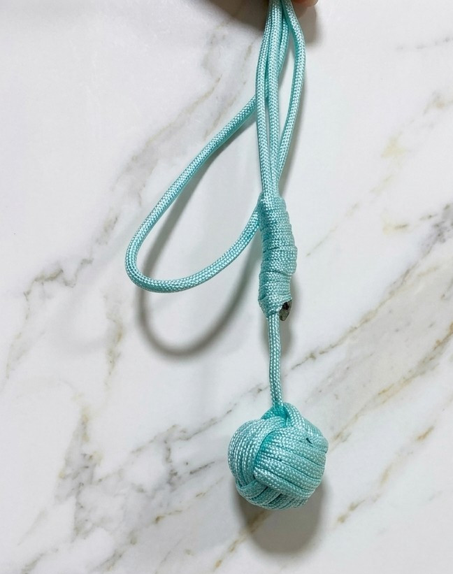 Blue Nylon Paracord Monkey Fist Knot Lightweight Lanyard for Camping Hiking