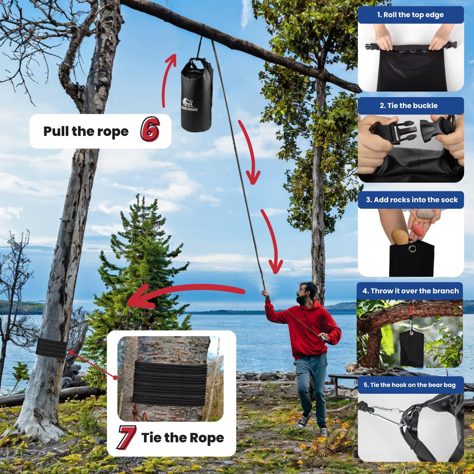 Bear Bag Hanging Kit – 10L Waterproof Bear Proof Food Storage Bag, 2 Straps, …
