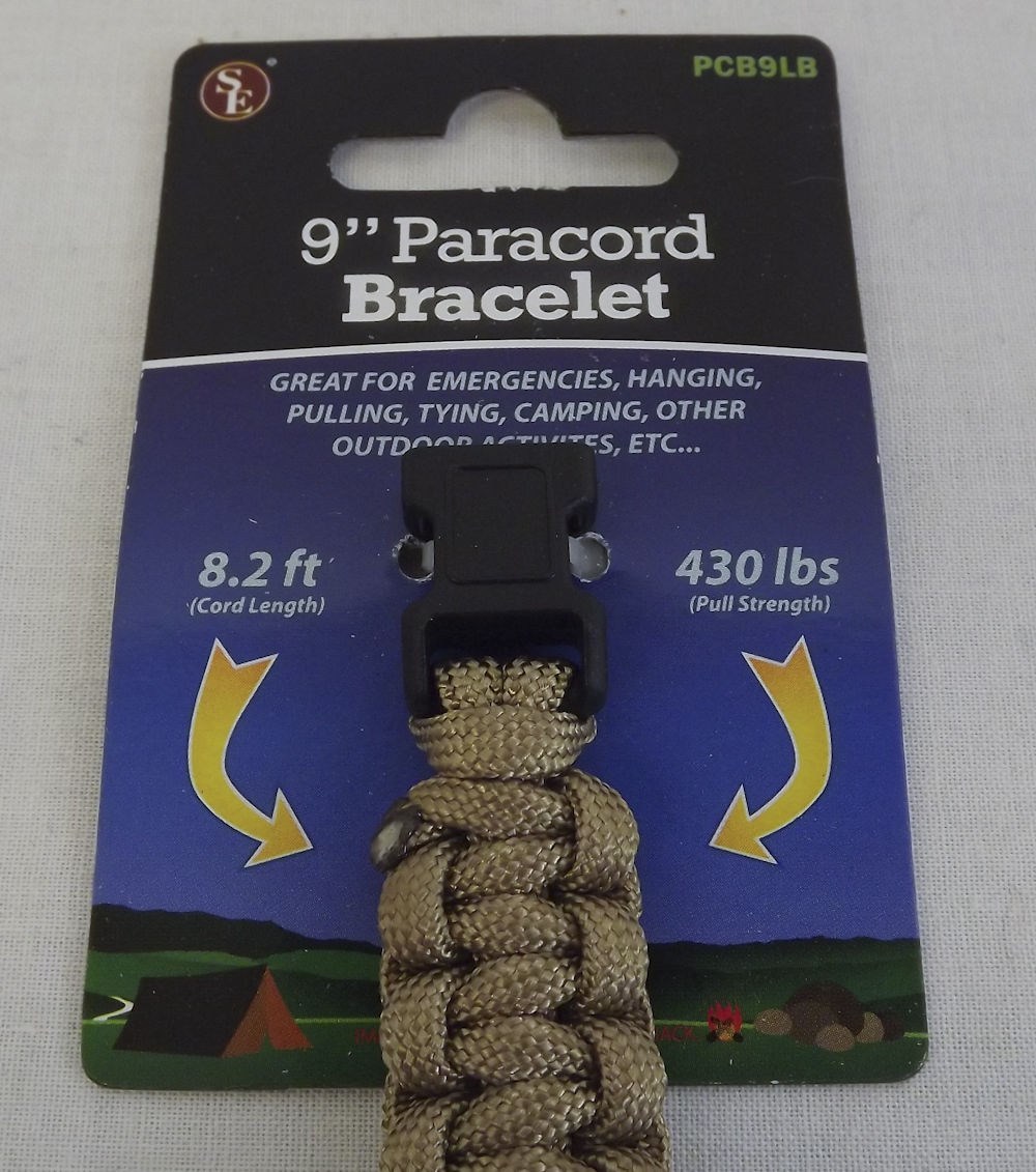 New Paracord Survival LIGHT BROWN Bracelet 9″ Medium Wrist 7 Strands 430 Lbs