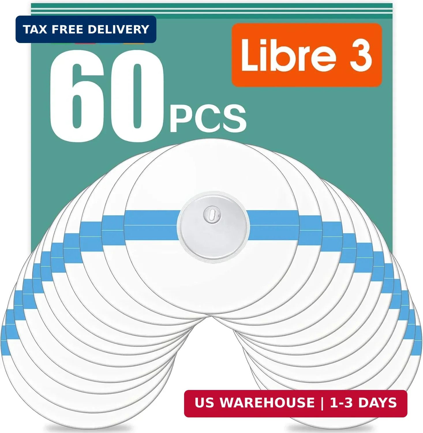 60 Pack Freestyle Sensor Covers for Libre 2/3,Waterproof Sensor Patches,Adhesive