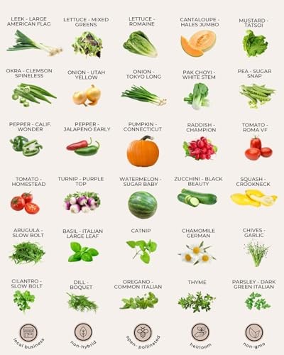 50 Vegetable, Herb & Fruit Seed Kit – U.S.A. Harvested Varieties – Over