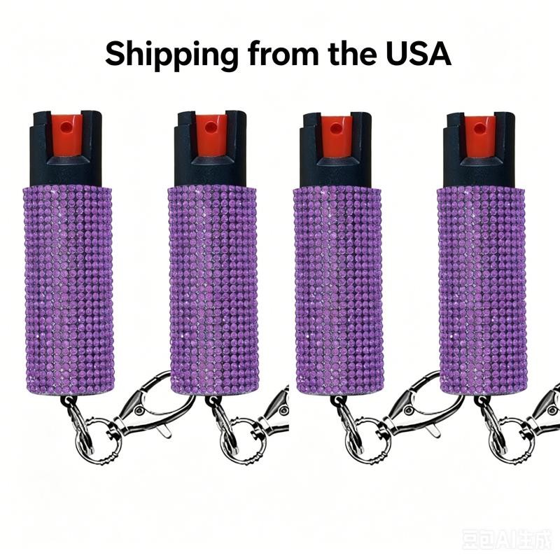 4 Pack Bling It On Key Ring Self Defense Pepper Spray Purple Jeweled Cary Case