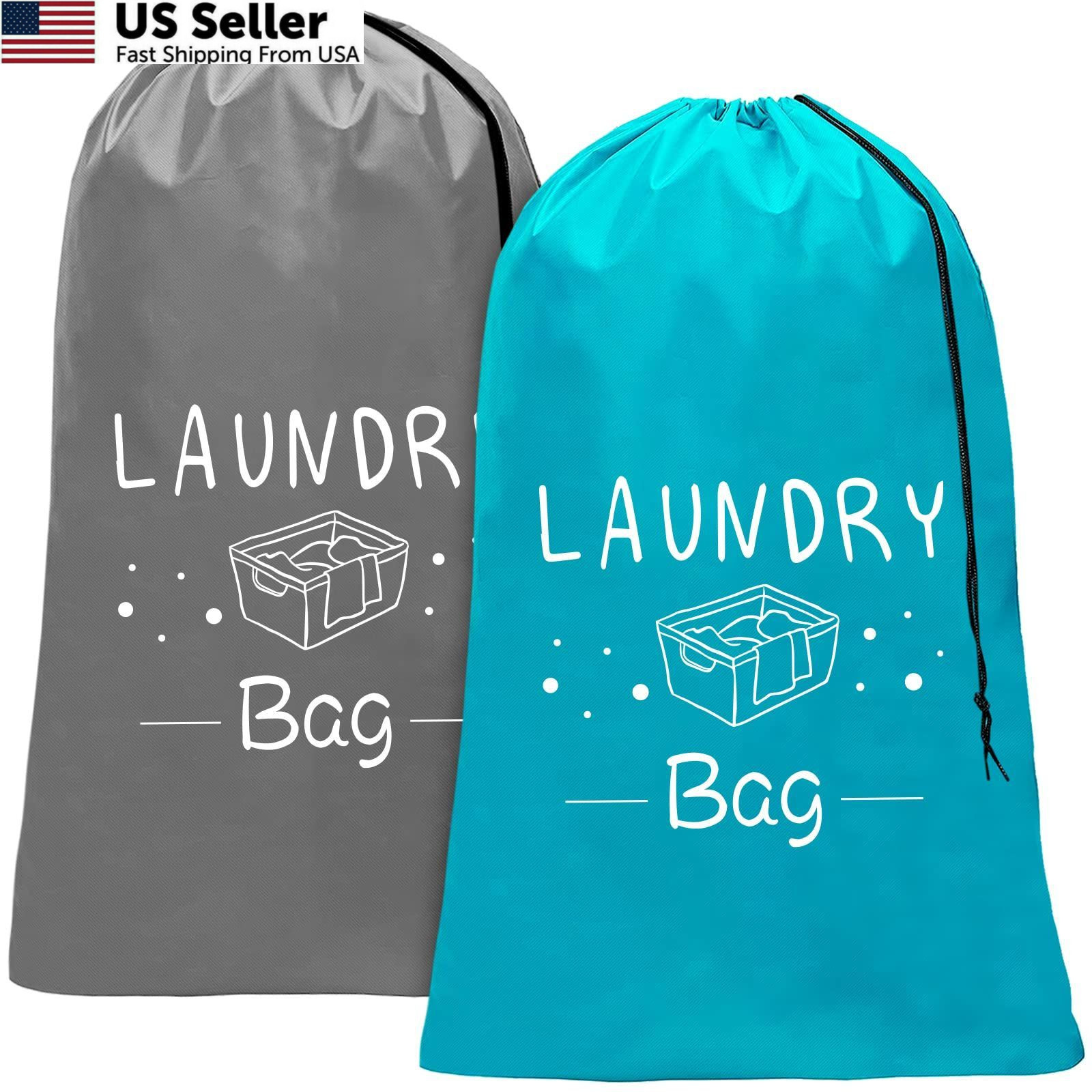Sylfairy 2 Pack Extra Large Travel Laundry Bag, Dirty 24″ x 36″, Grey+Blue